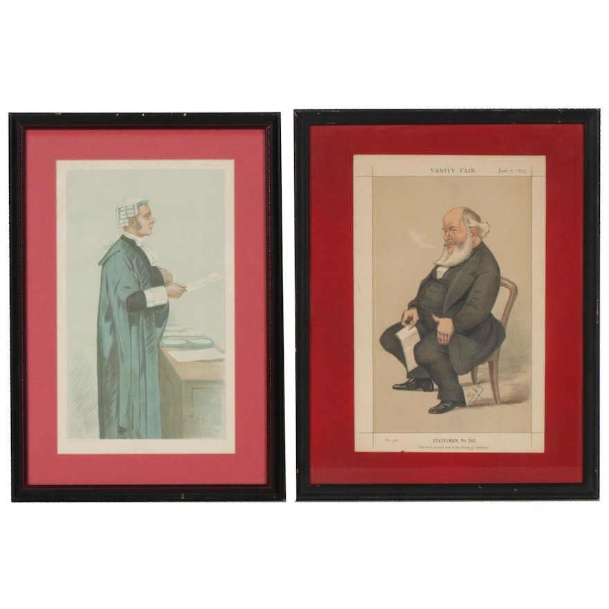 Leslie Ward Chromolithograph Caricatures for "Vanity Fair", Late 19th Century