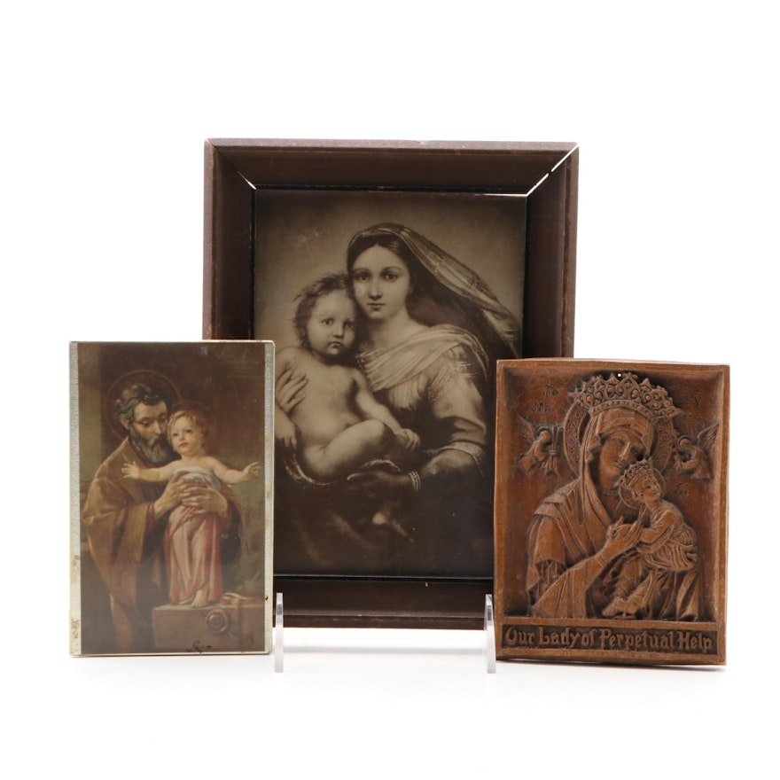 Madonna and Child, Our Lady of Perpetual Hope and Joseph with Jesus Wall Decor