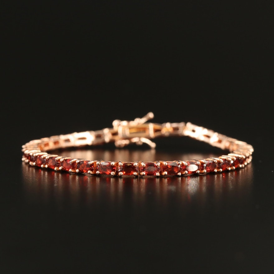 Sterling Garnet Line Bracelet