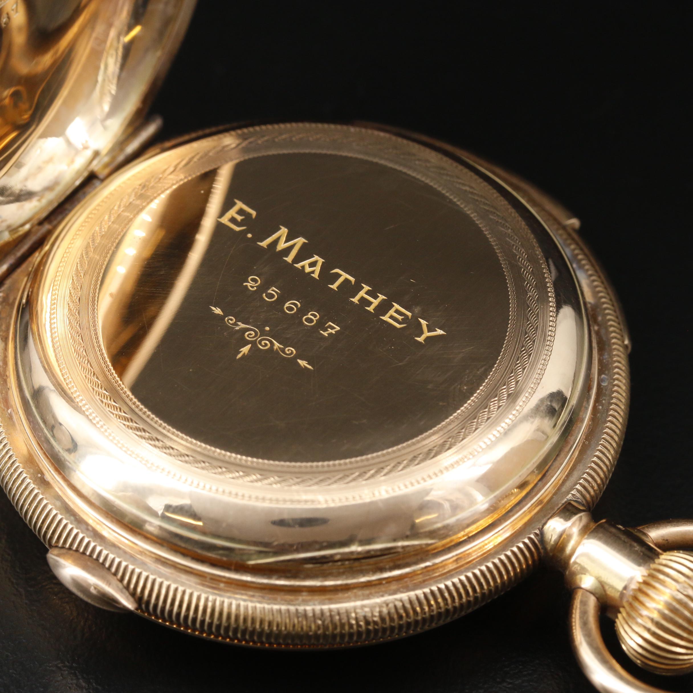 14K E. Mathey "Minute Repeater" Chronograph Pocket Watch, Circa 1890