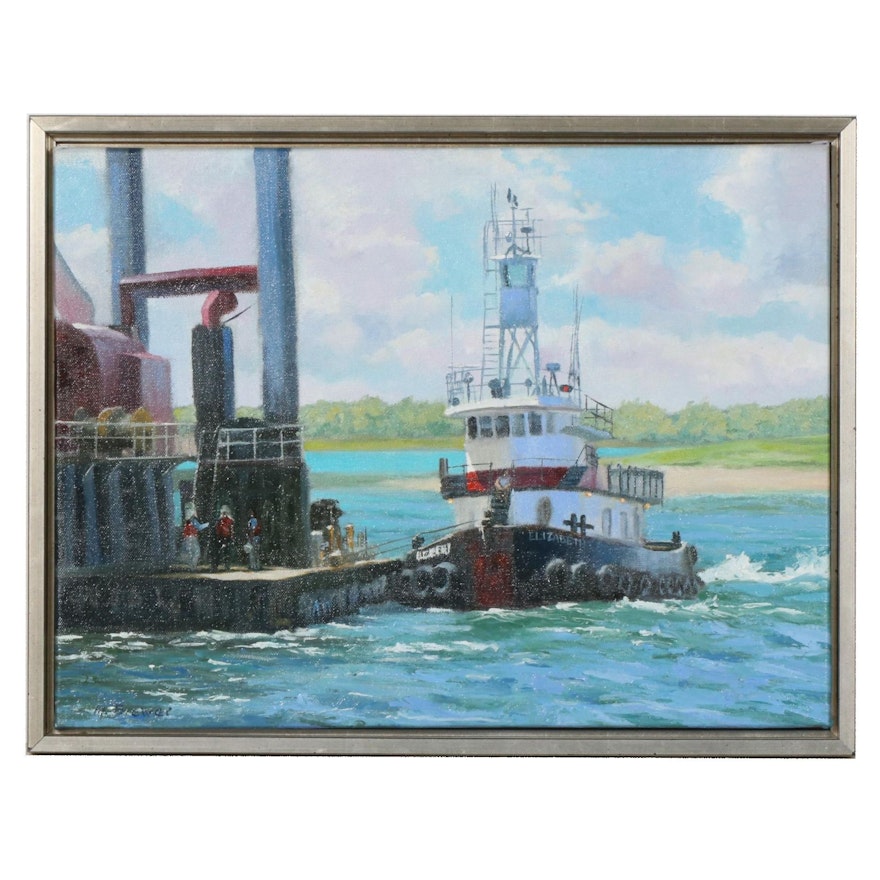 Marcus Brewer Oil Painting "Dredging with Elizabeth"