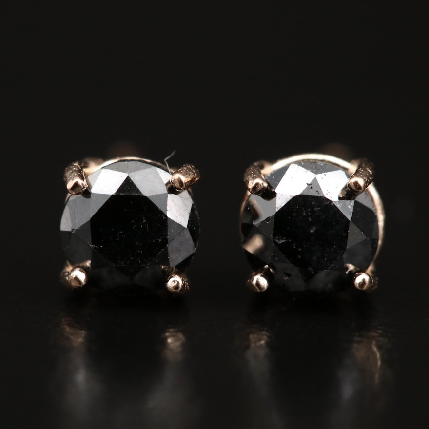 Rose 14K Gold 0.80 CTW Diamond Solitaire Earrings
