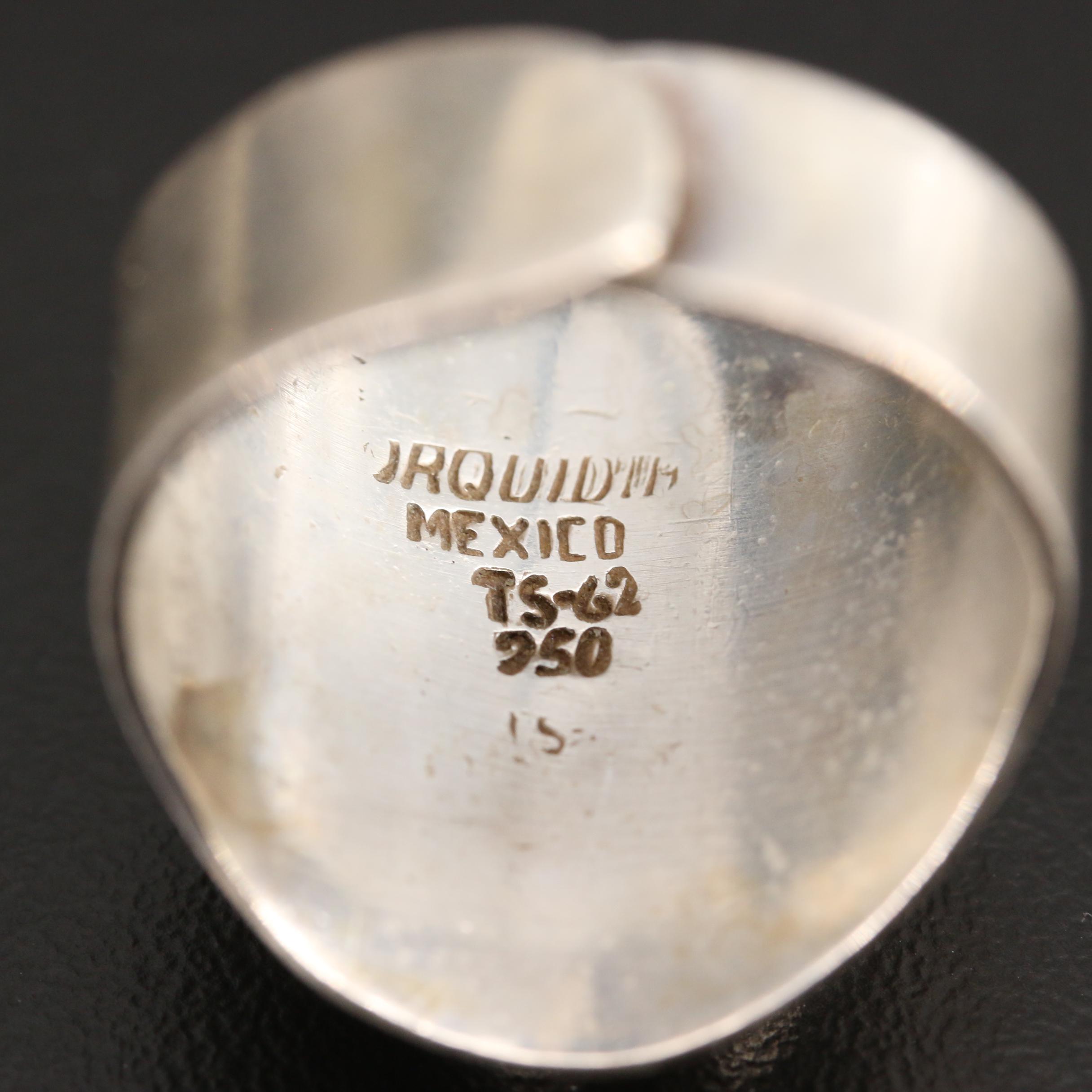 Sterling Gemstone Rings with Vintage Mexican 950 Silver Ring