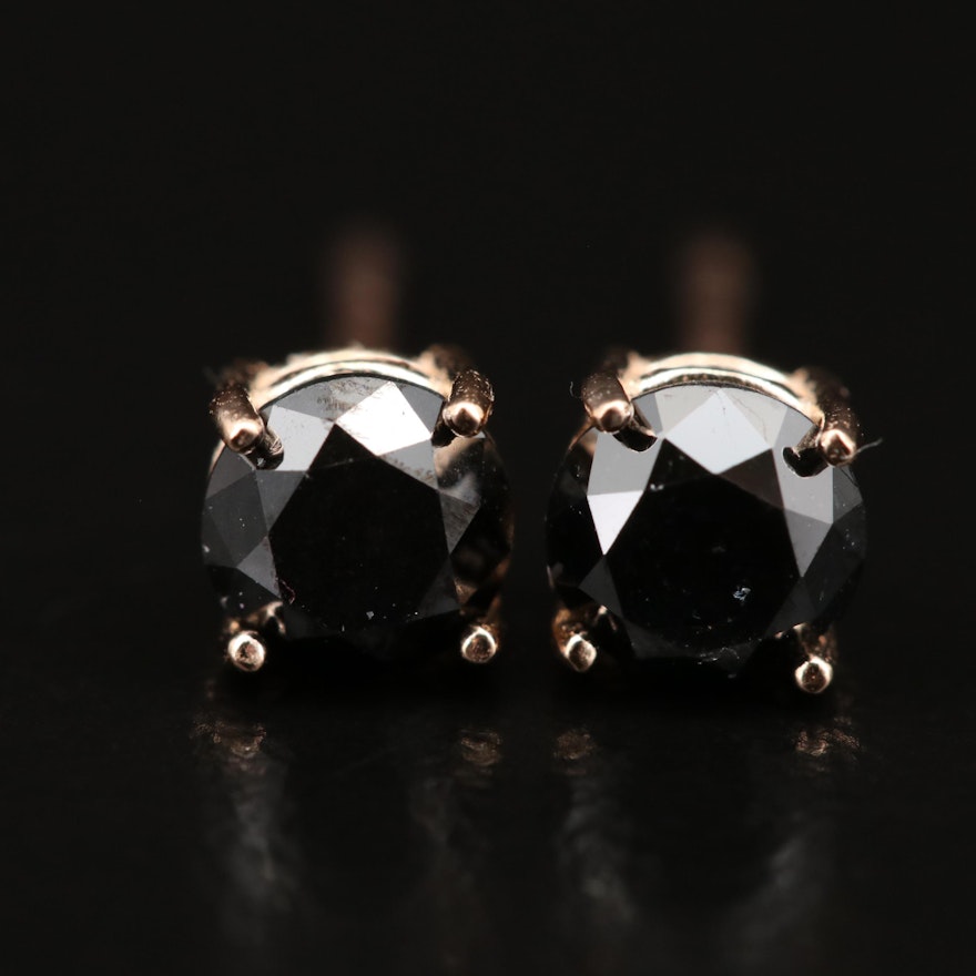 14K 0.75 CTW Black Diamond Stud Earrings