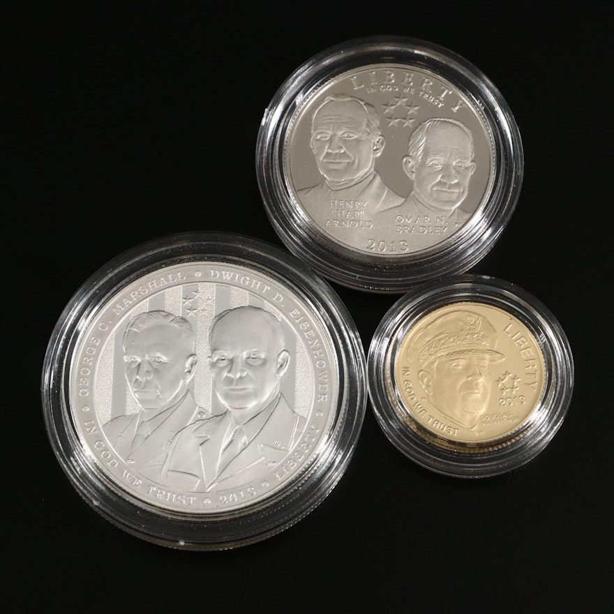 2013 5-Star Generals U.S. Mint Commemorative 3-Coin Proof Set