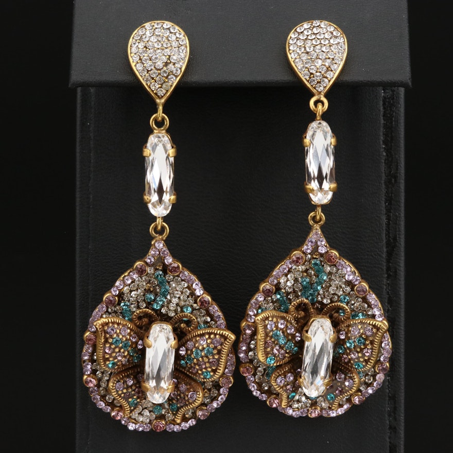 T Arrigoni Glass Butterfly Motif Drop Earrings