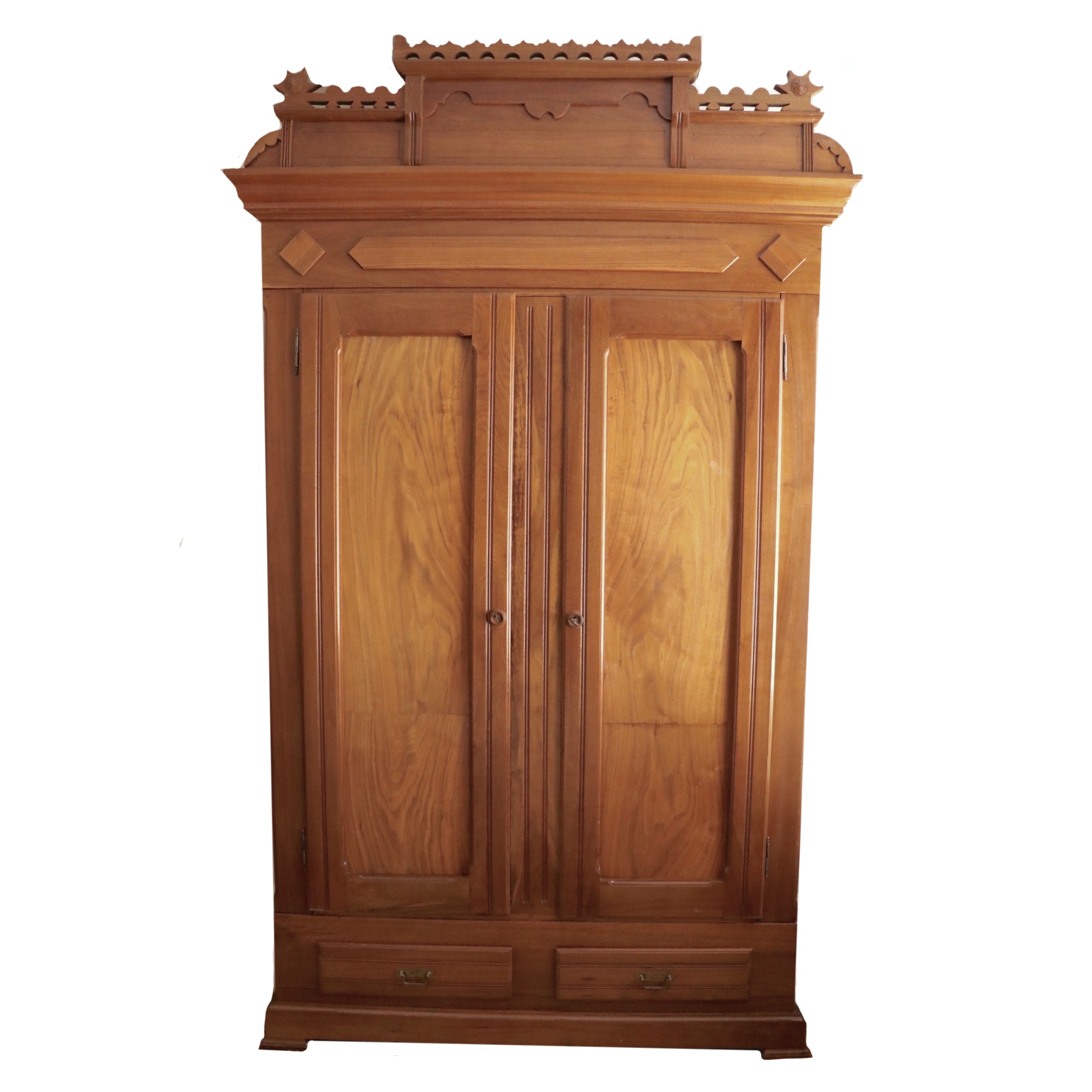 Victorian Eastlake Walnut Wardrobe, Mid to Late 19th Century