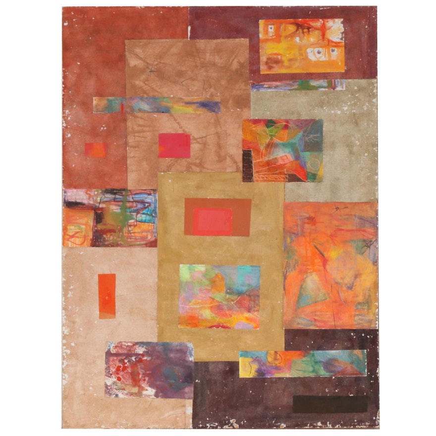 Fred Lyman Abstract Mixed Media Collage Painting