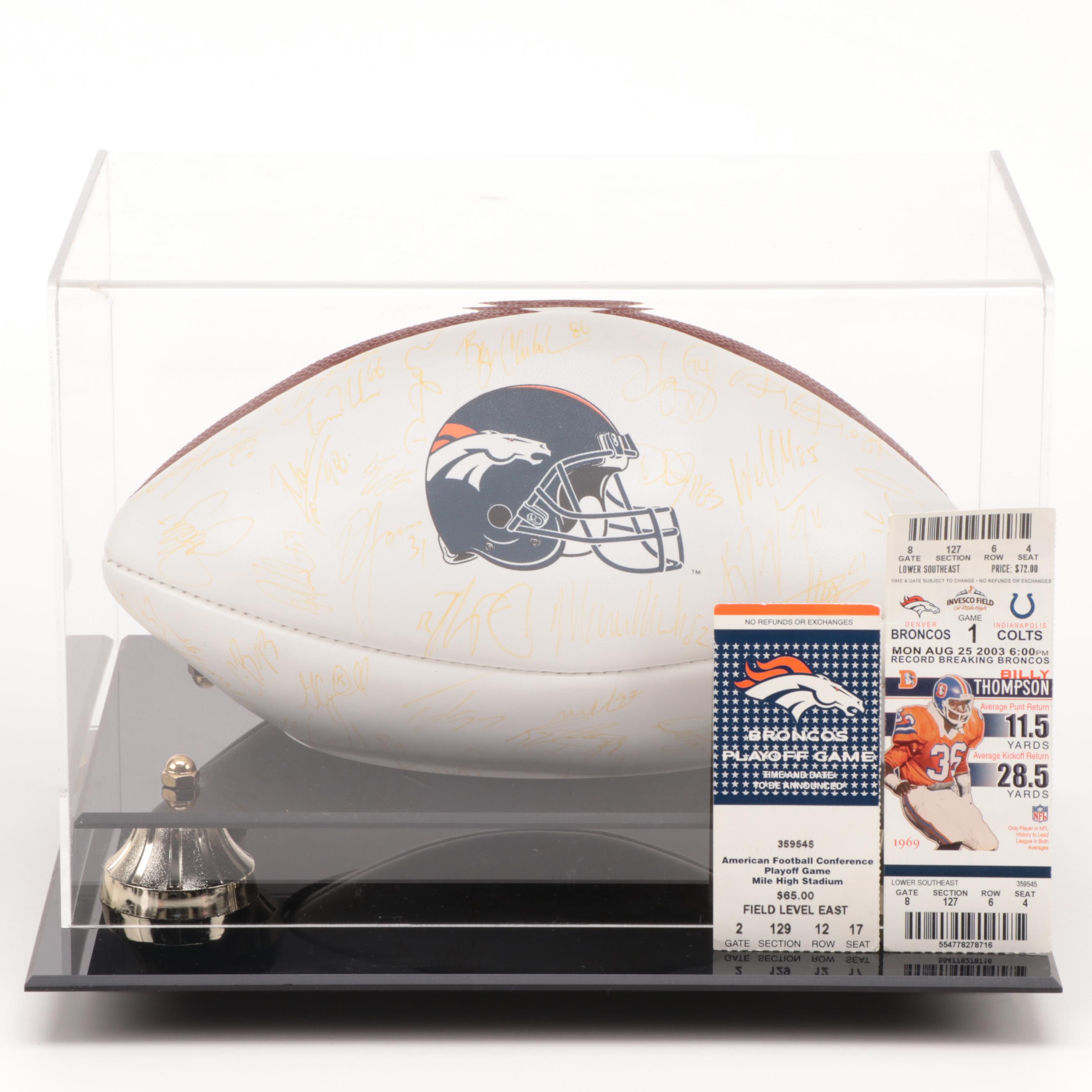 1998 Denver Broncos Signed Football with Case, Includes John Elway