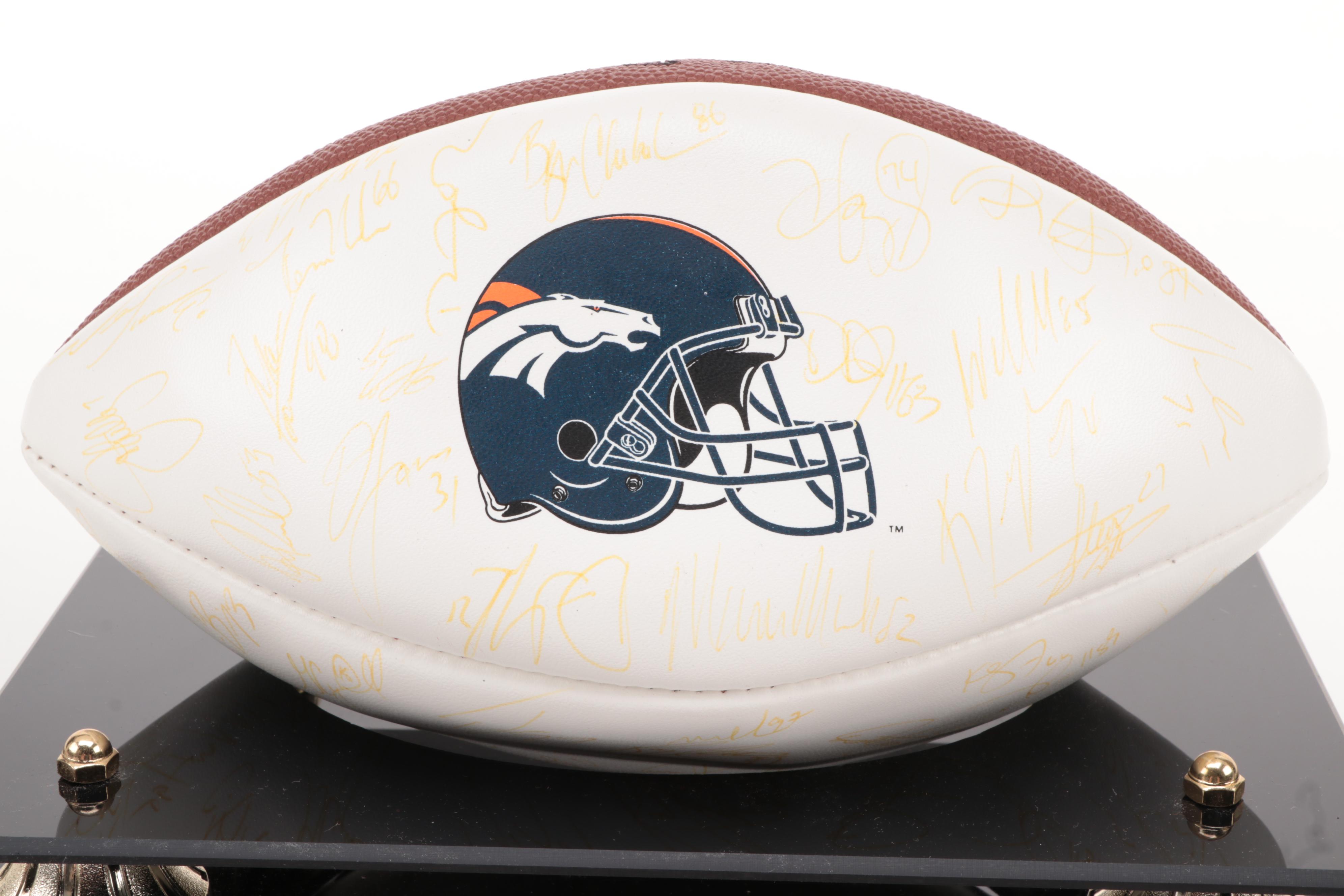 1998 Denver Broncos Signed Football with Case, Includes John Elway