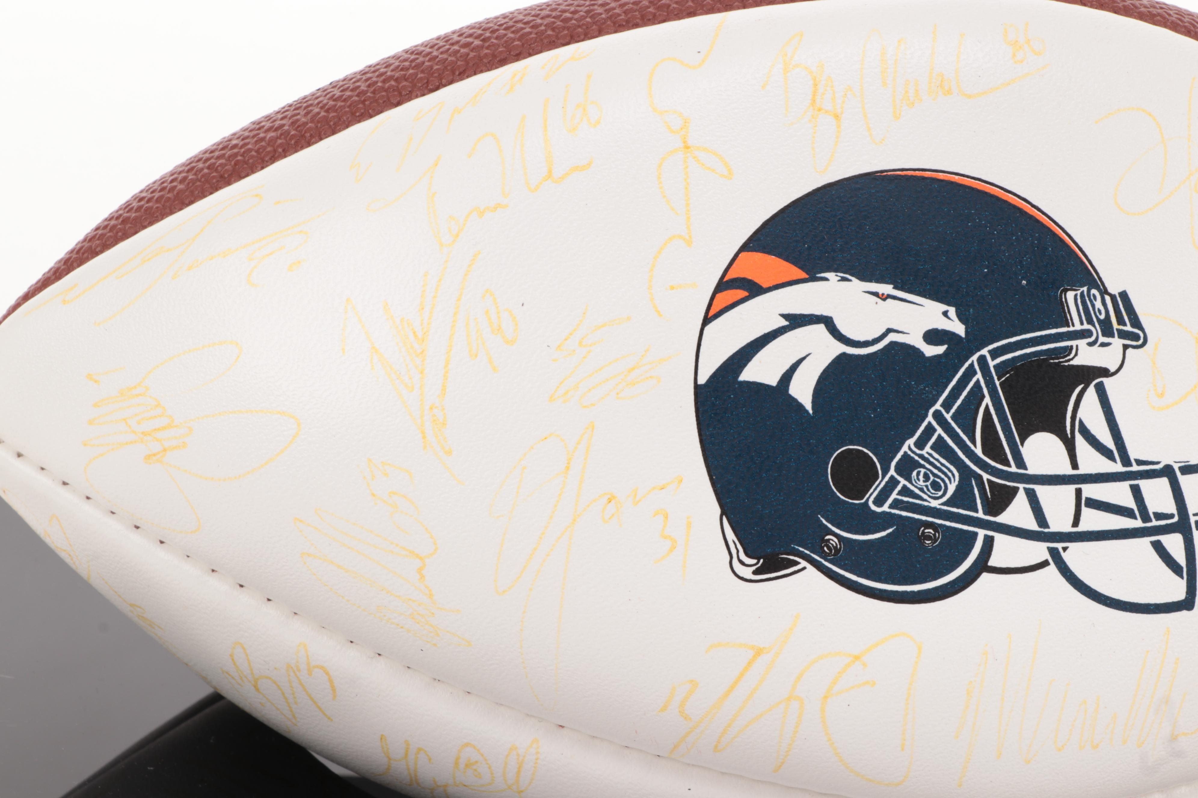 1998 Denver Broncos Signed Football with Case, Includes John Elway