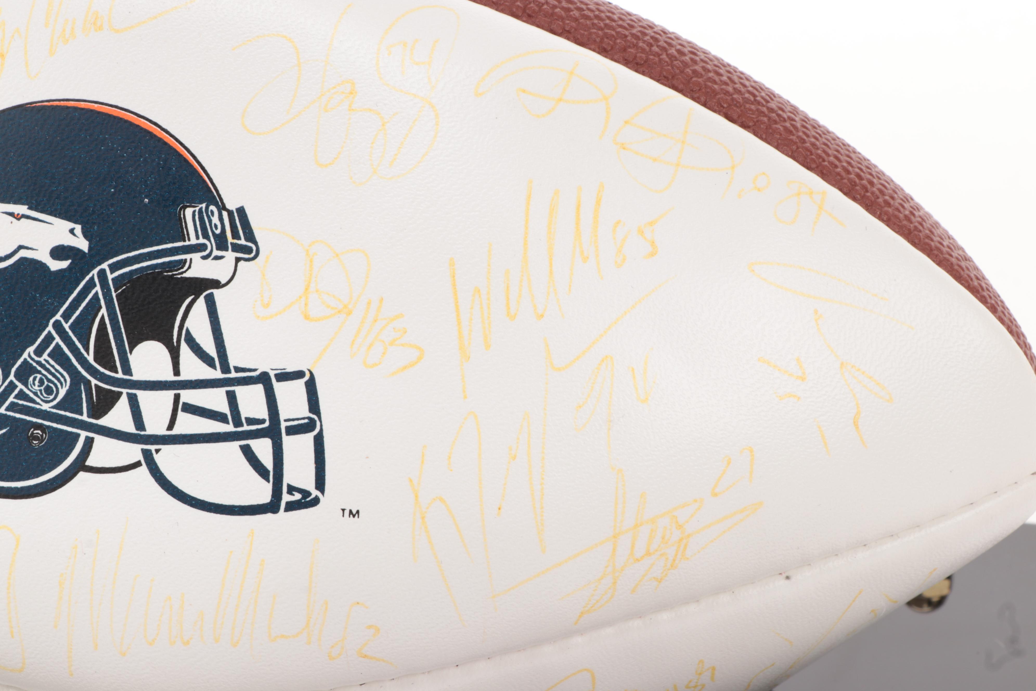 1998 Denver Broncos Signed Football with Case, Includes John Elway