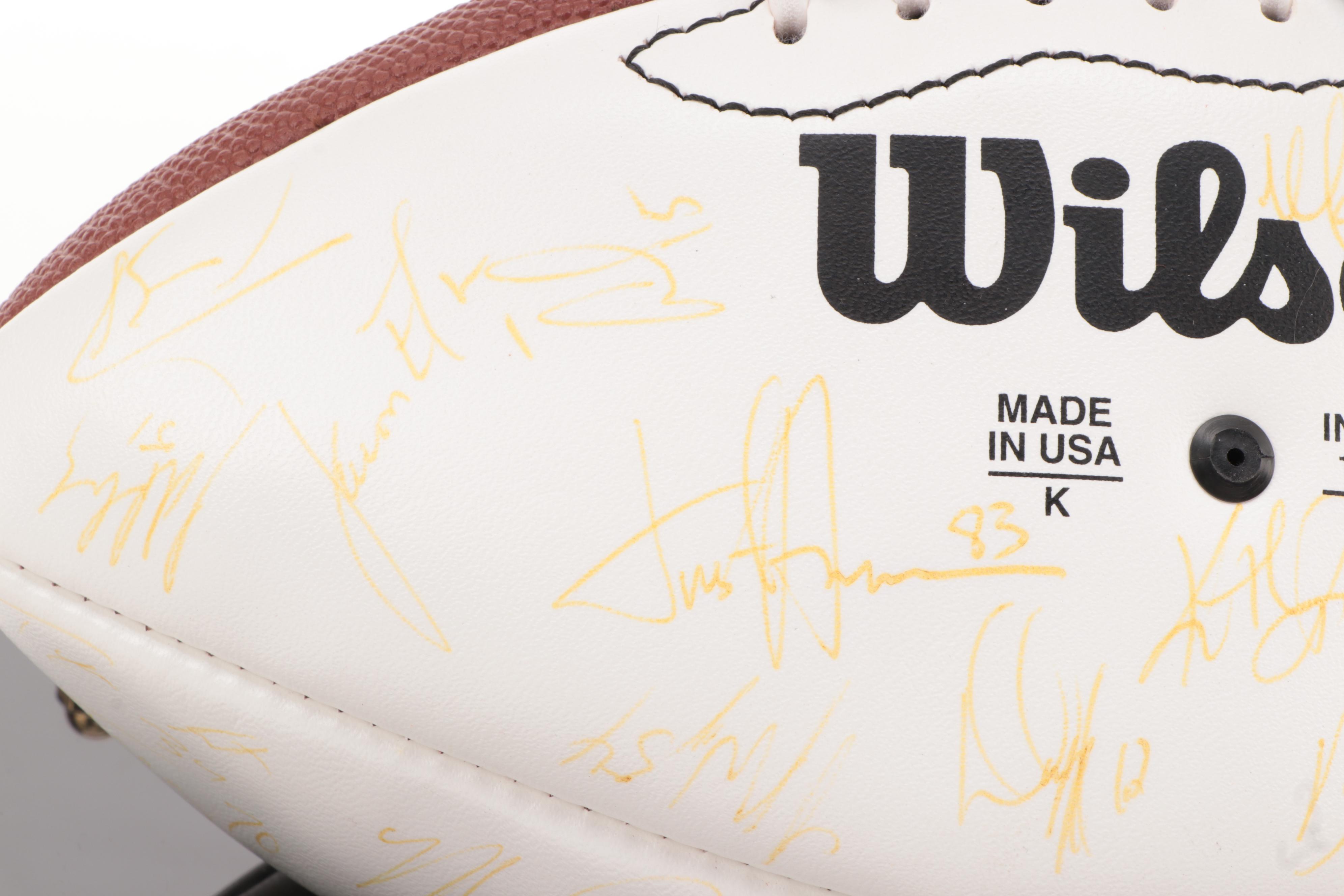 1998 Denver Broncos Signed Football with Case, Includes John Elway