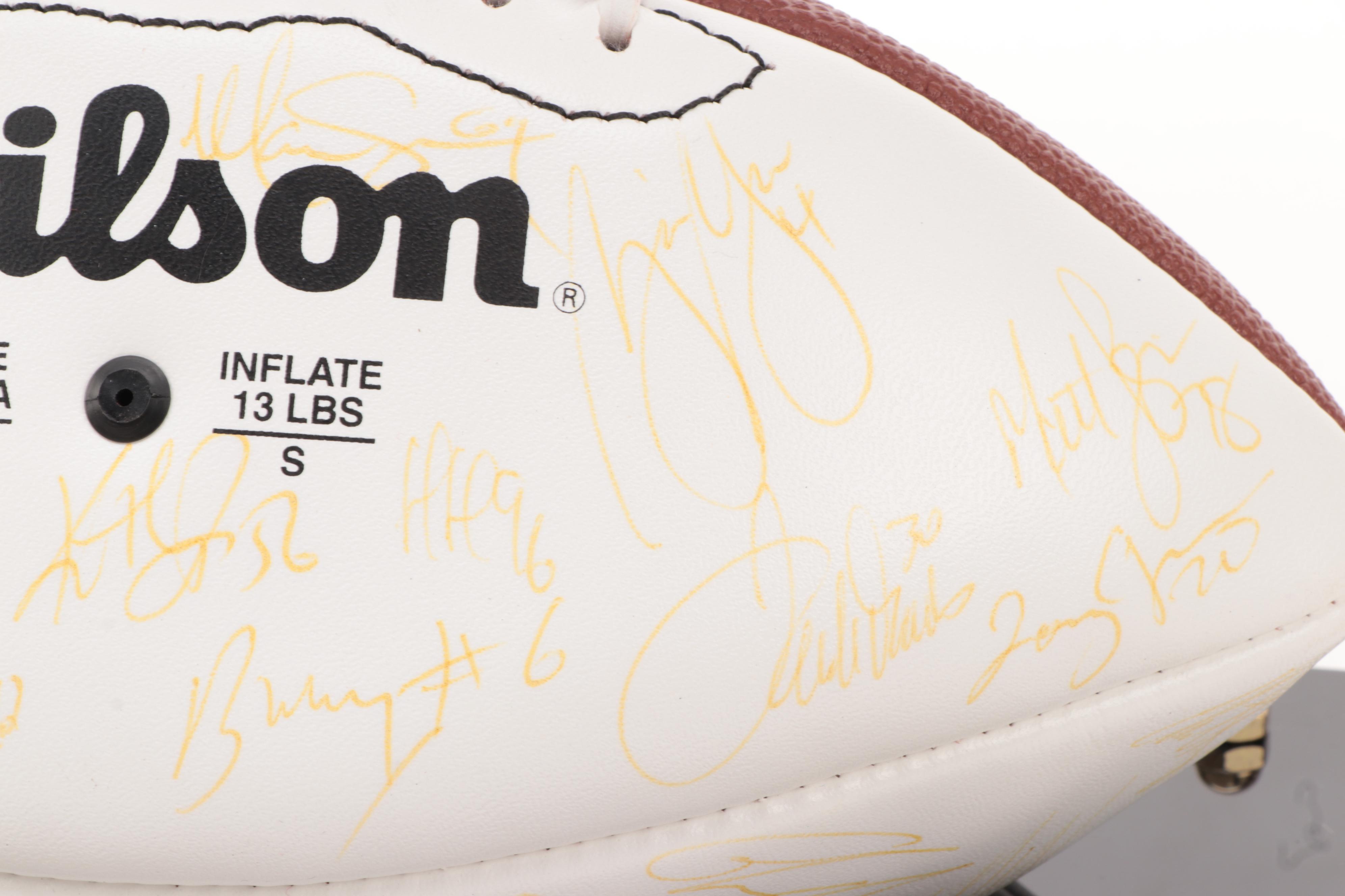 1998 Denver Broncos Signed Football with Case, Includes John Elway