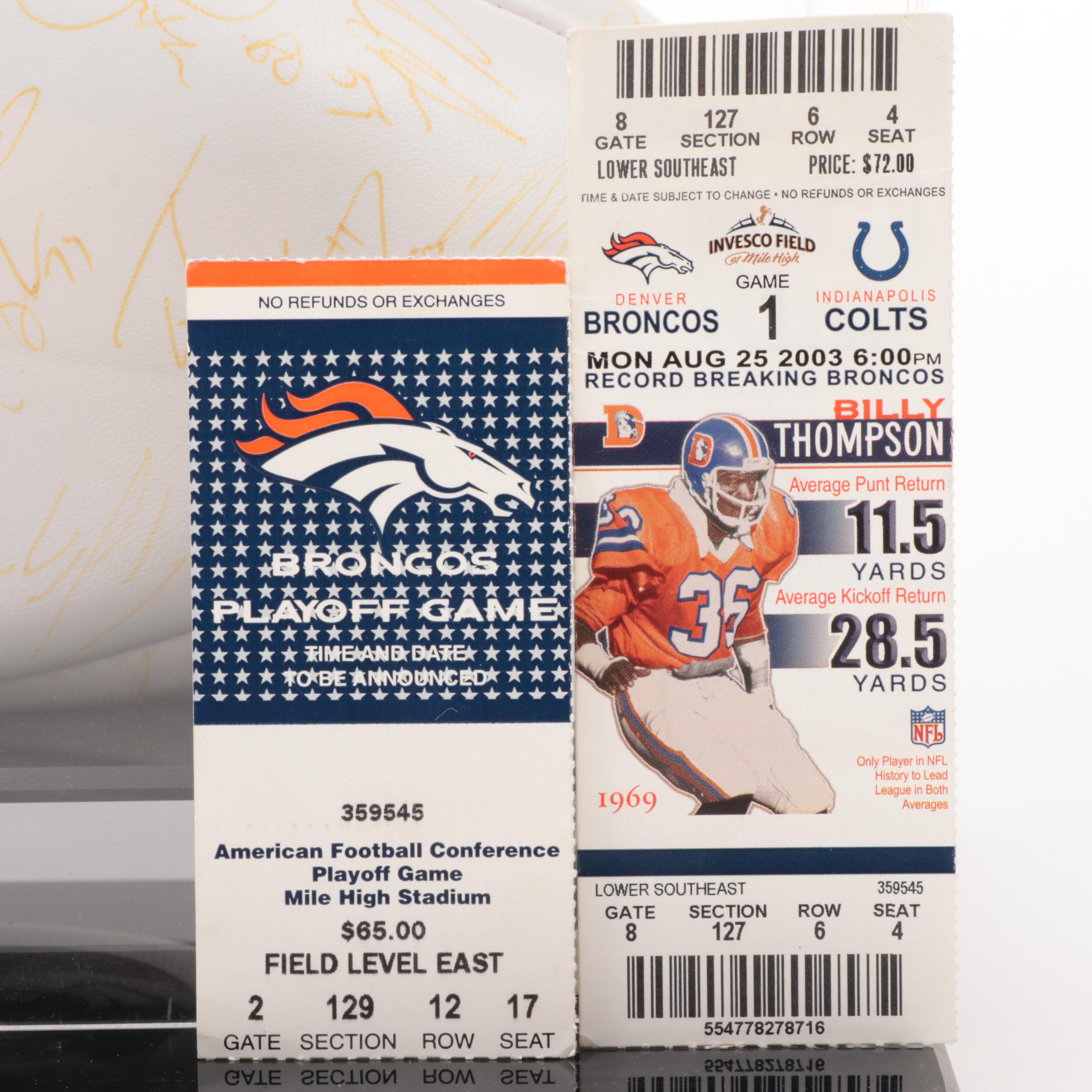 1998 Denver Broncos Signed Football with Case, Includes John Elway