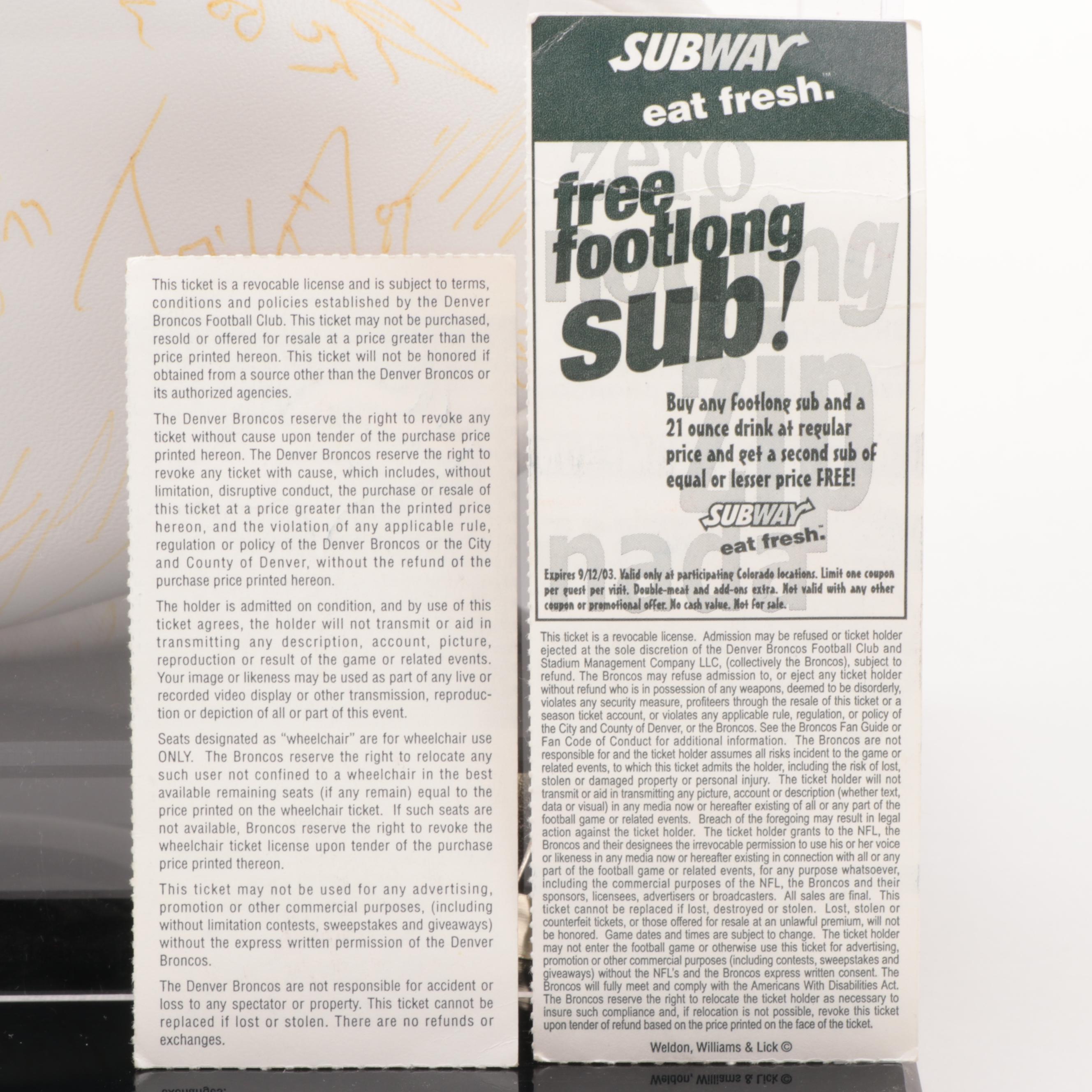 1998 Denver Broncos Signed Football with Case, Includes John Elway