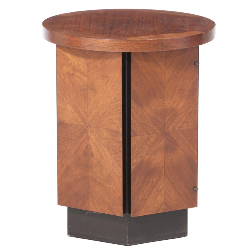 Lane Mid Century Modern Walnut and Parcel-Ebonized Side Table