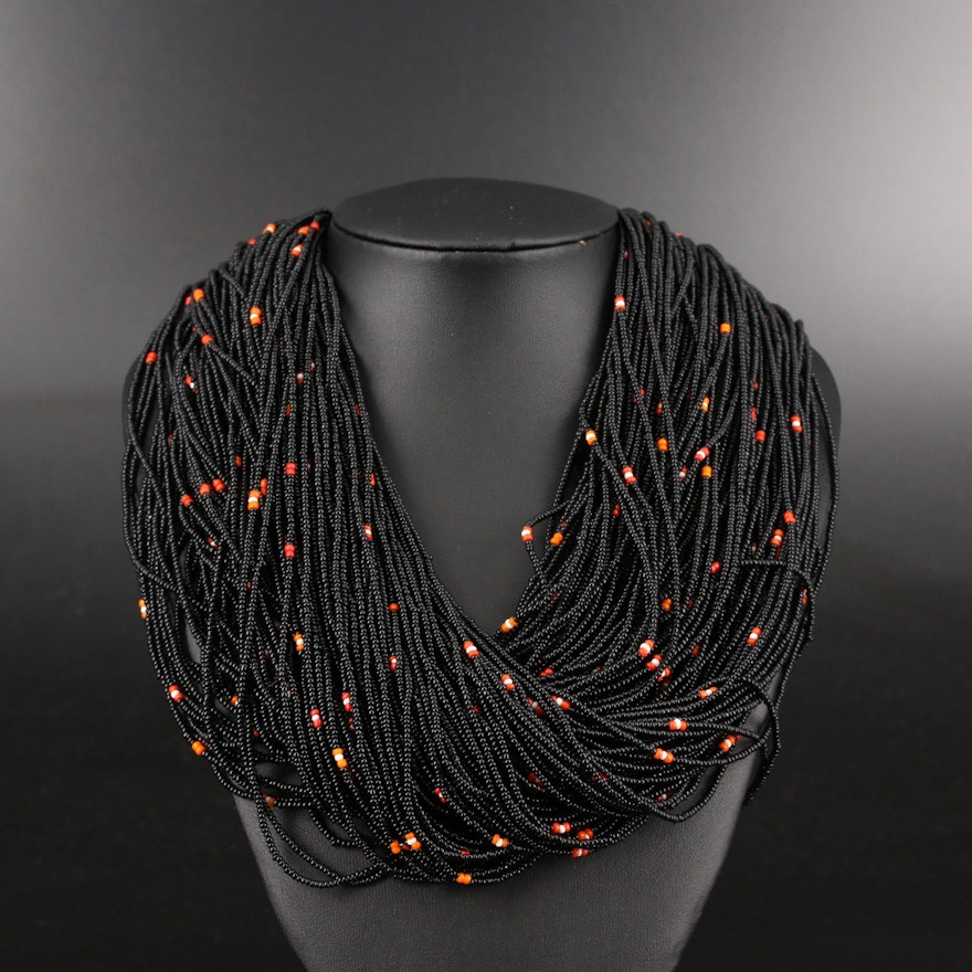 Multi-Strand Glass Seed Bead Necklace