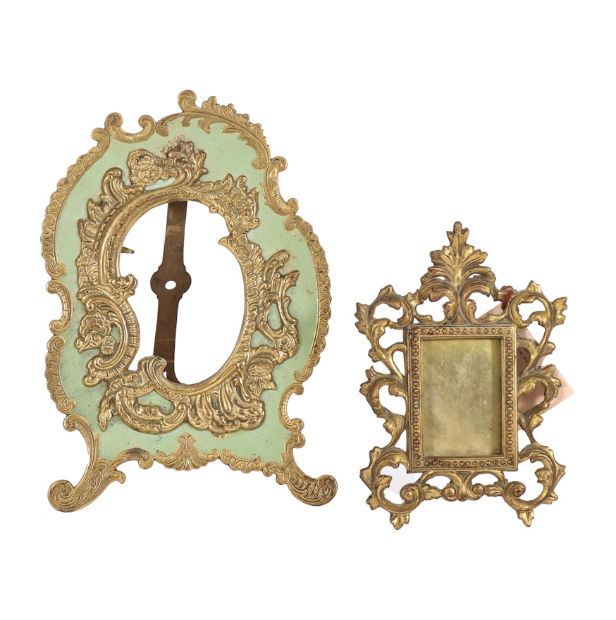 Victorian and Rococo Style Cast Metal Gilt Picture Frames