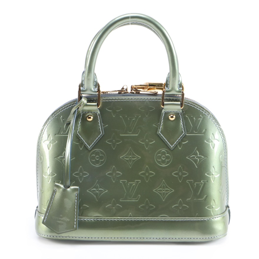 Louis Vuitton Alma BB in Vert Olive Monogram Vernis and Smooth Leather