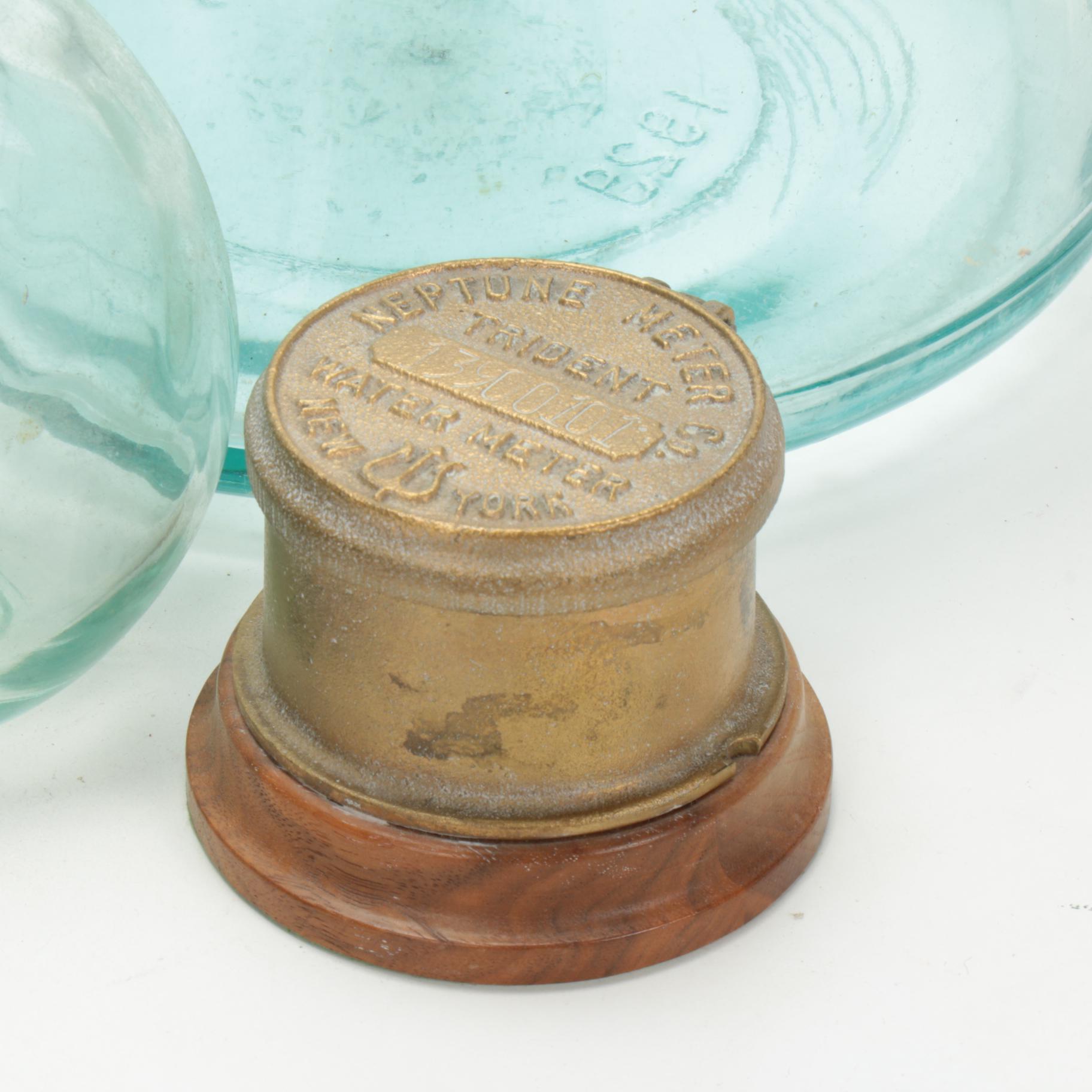 Aqua Glass  Bottles, Insulators and Neptune Water Meter Trident, Antiques