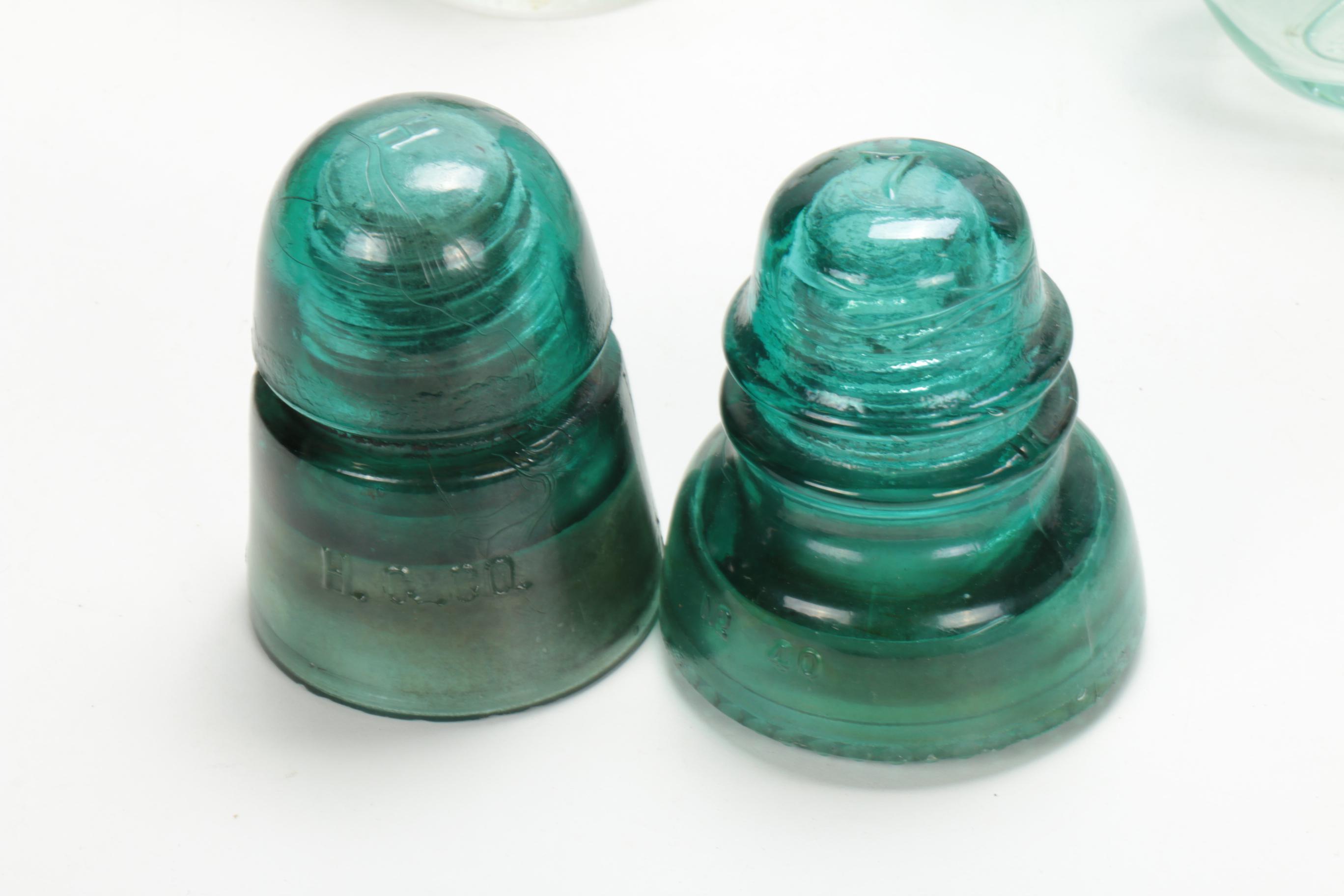 Aqua Glass  Bottles, Insulators and Neptune Water Meter Trident, Antiques
