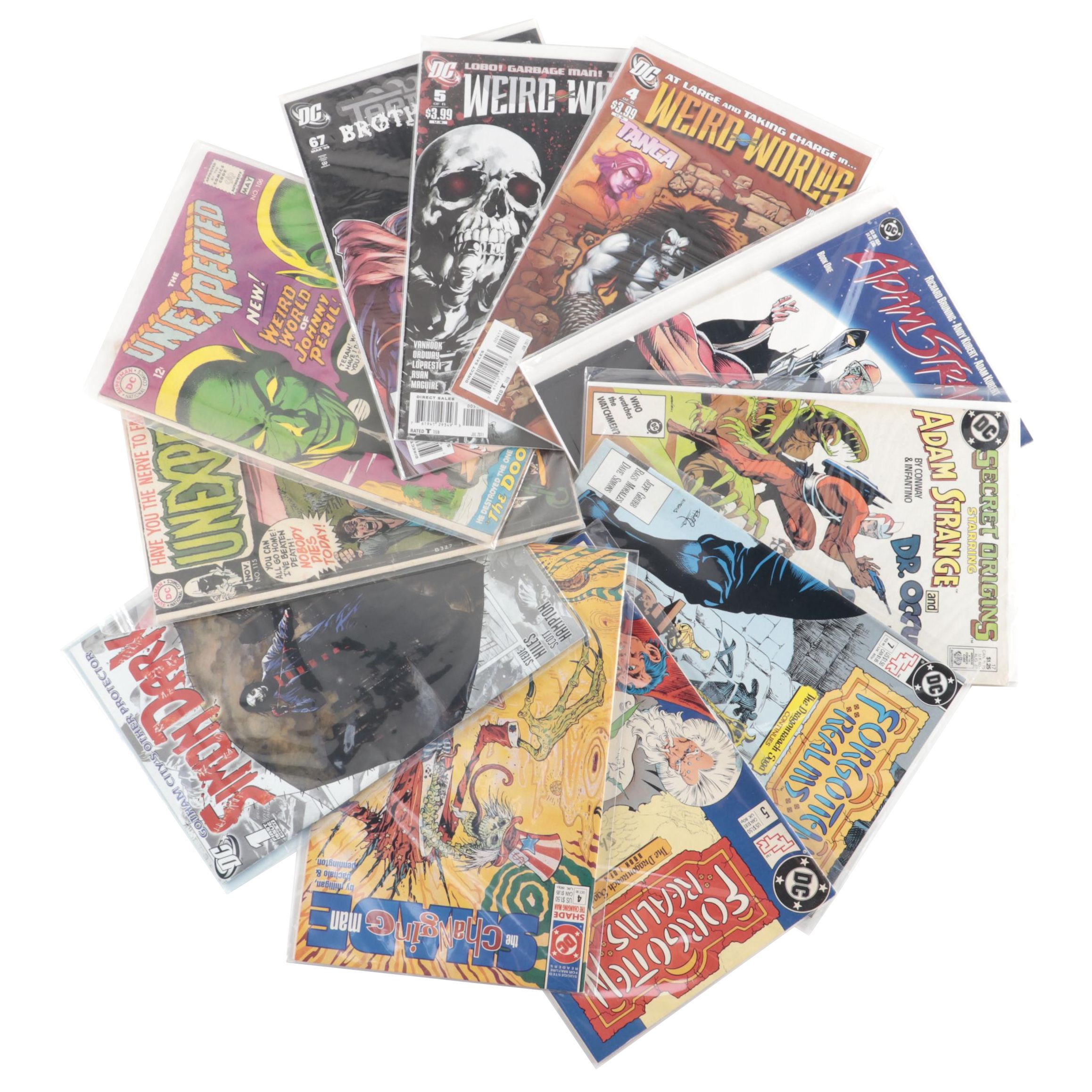 "The Unexpected,"  "Forgotten Realms," "Adam Strange," and Other Comics