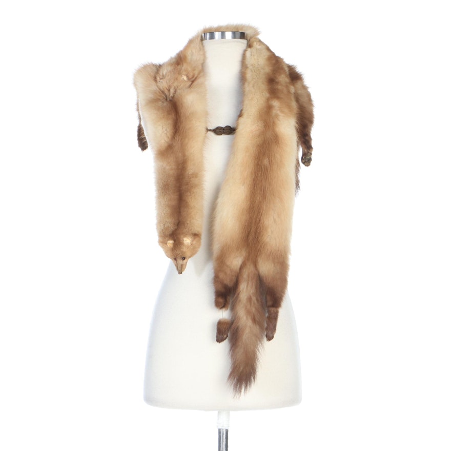 Stone Marten Fur Pelt Stole, Vintage