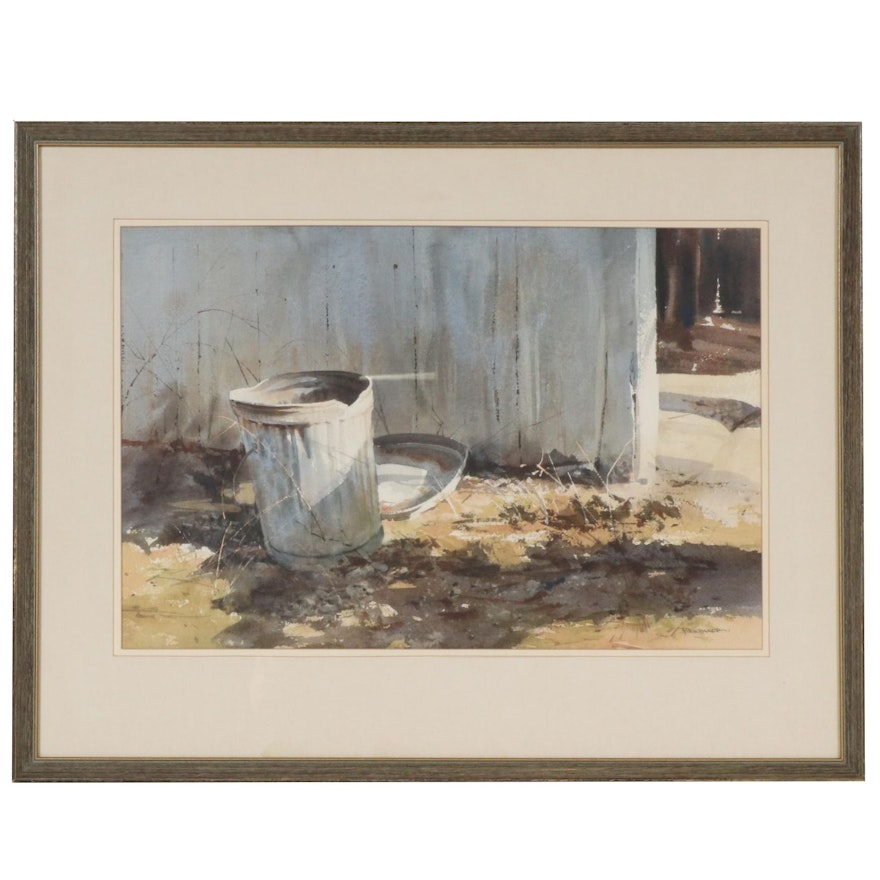 Bob Brubaker Watercolor Painting "Beside the Shed", 1971