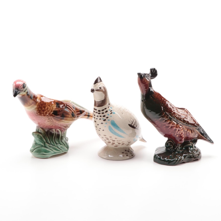 Red Wing Pottery Quail Toothpick Holder with Other Game Bird Planters