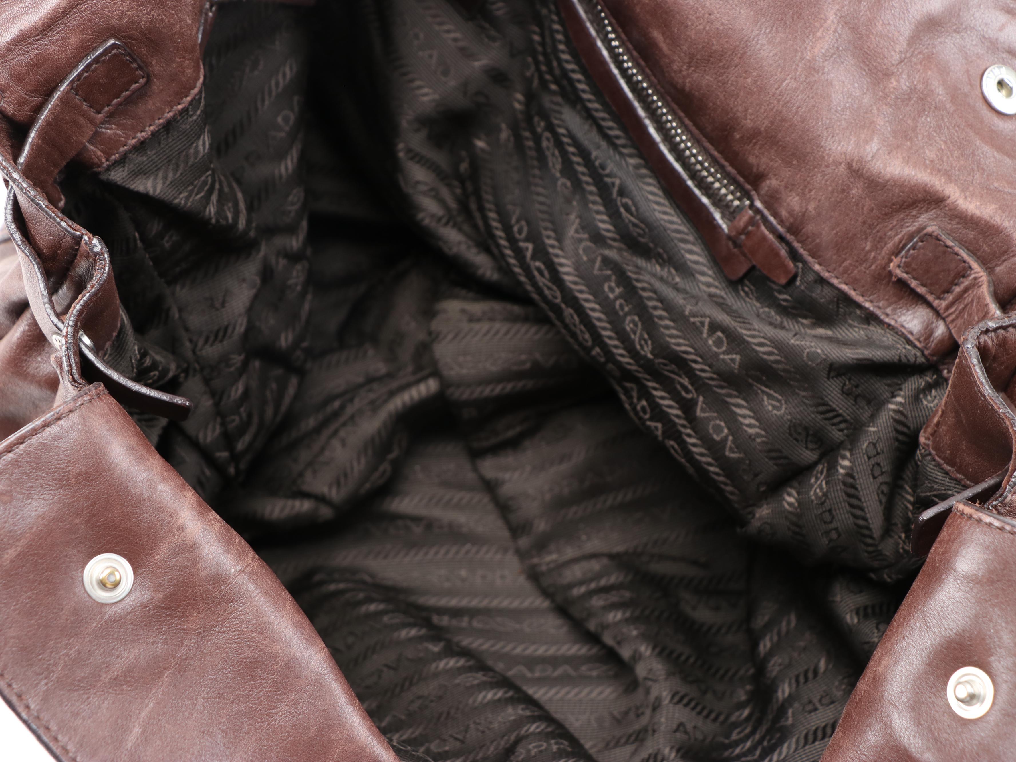 Prada Easy Caffe Vitello Leather Foldover Satchel