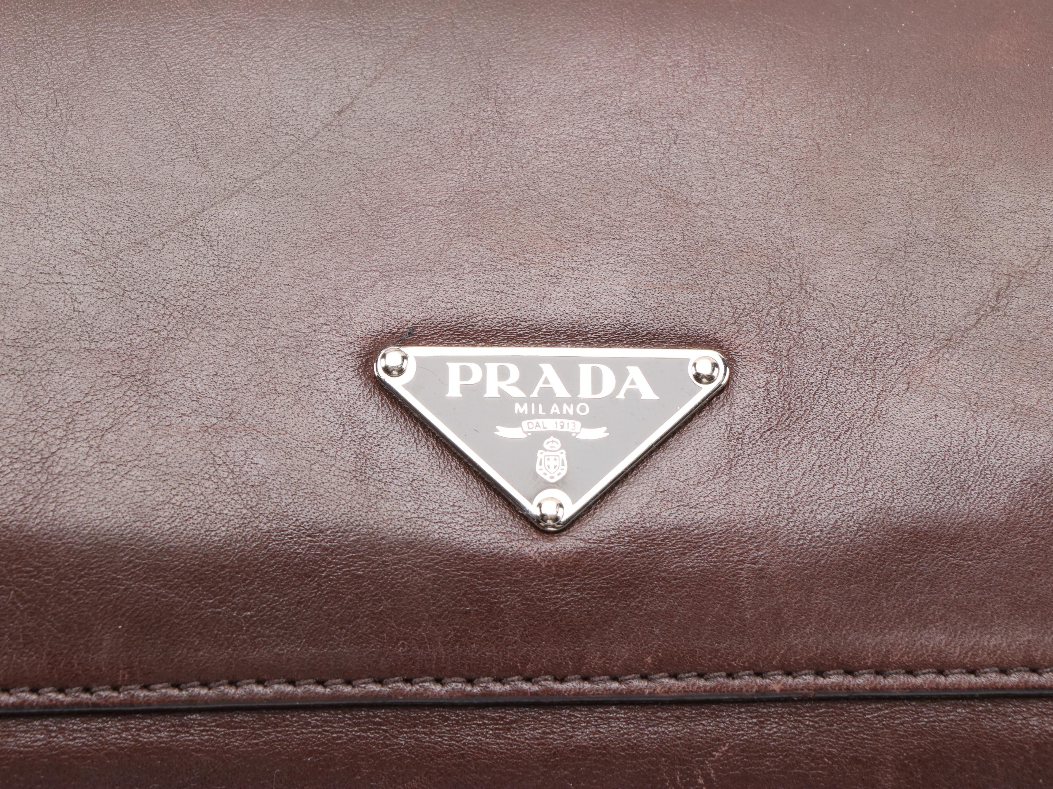Prada Easy Caffe Vitello Leather Foldover Satchel