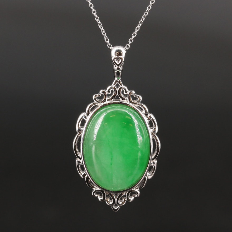 Sterling Silver Jadeite Pendant Necklace