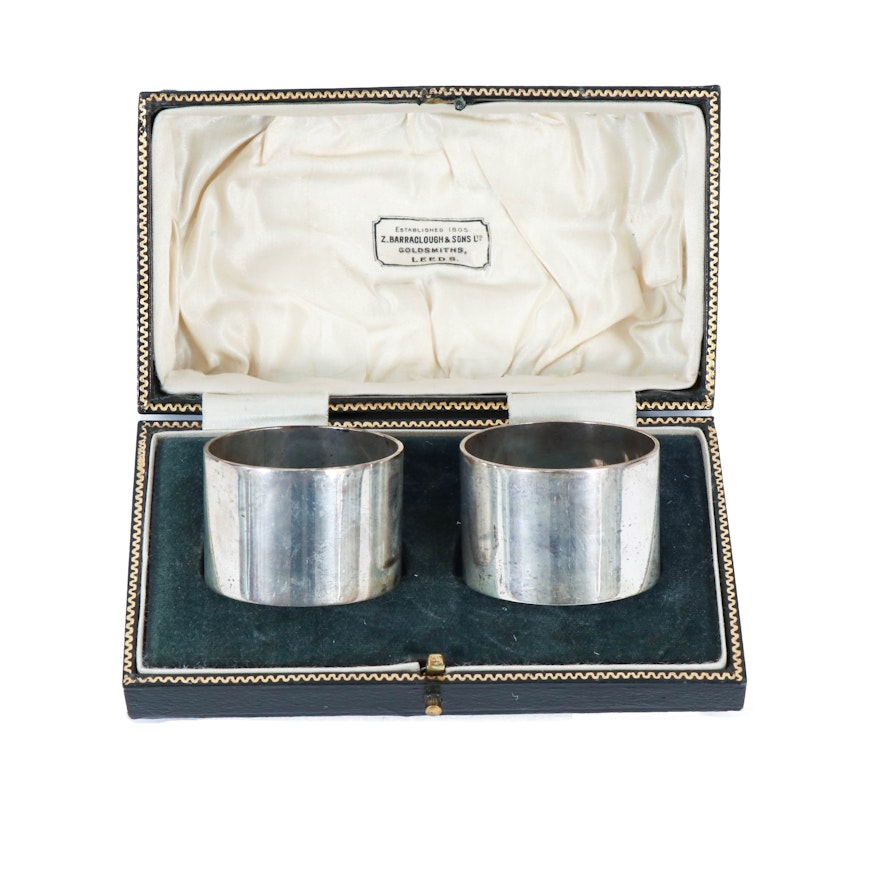 Colen Hewer English Sterling Silver Napkin Rings, 1922