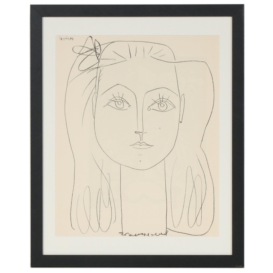 Lithograph after Pablo Picasso "Frances with Bow in Hair", 1959