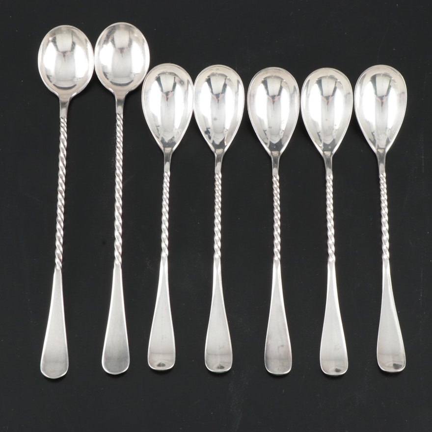 Rogers Bros. Twist Handle Silver Plate Iced Tea and Egg Spoons
