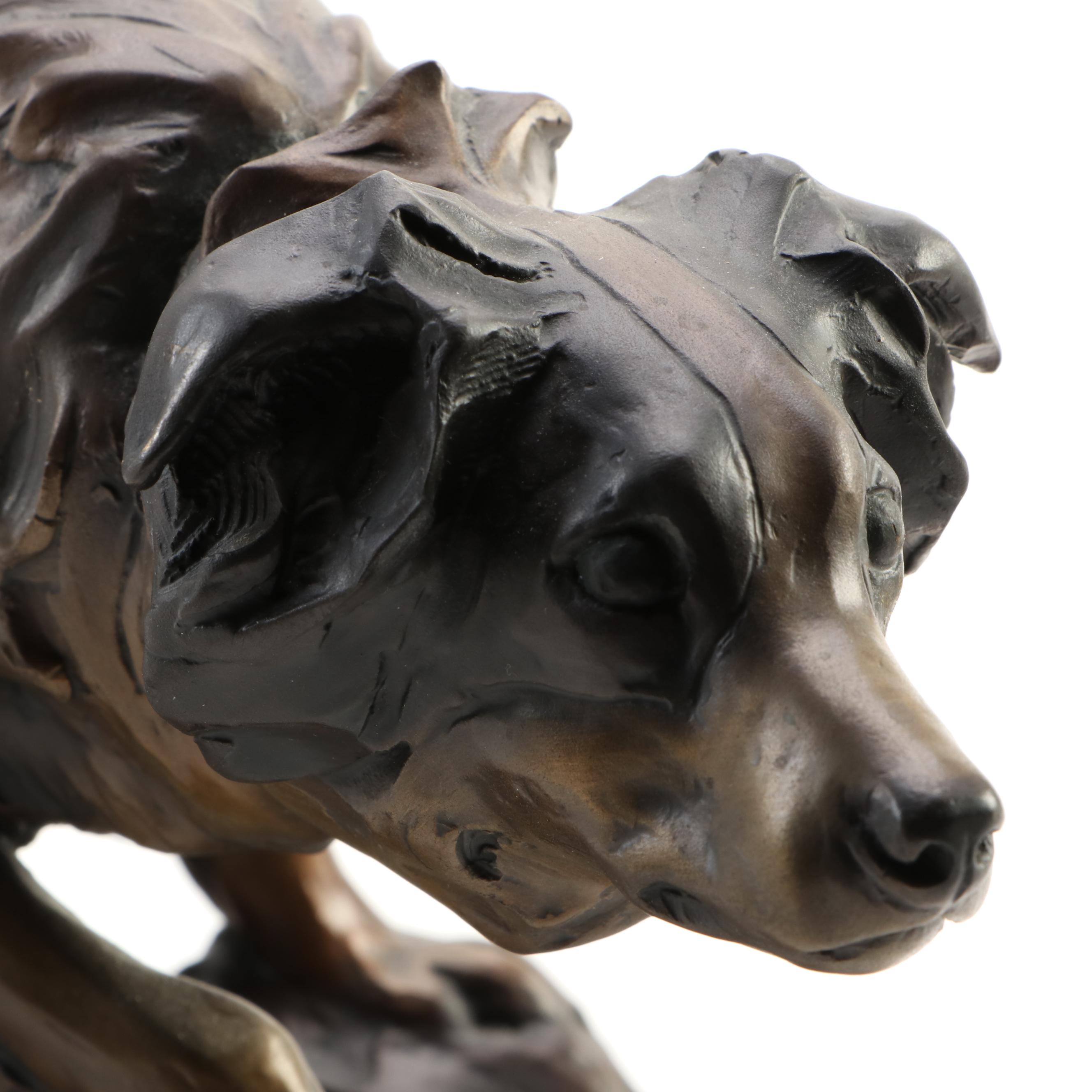 Veryl Goodnight Bronze Sculpture of Border Collie, 1986