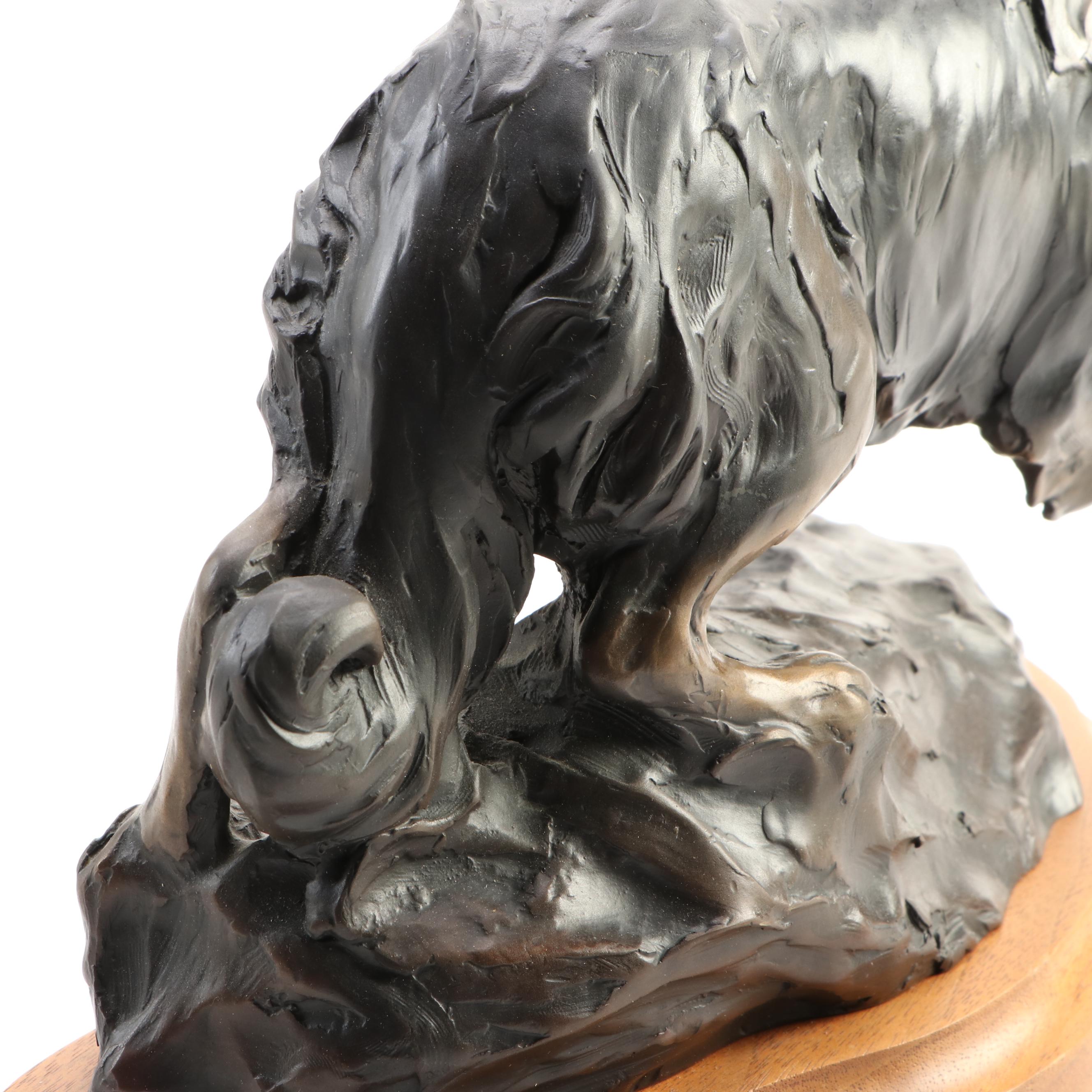 Veryl Goodnight Bronze Sculpture of Border Collie, 1986