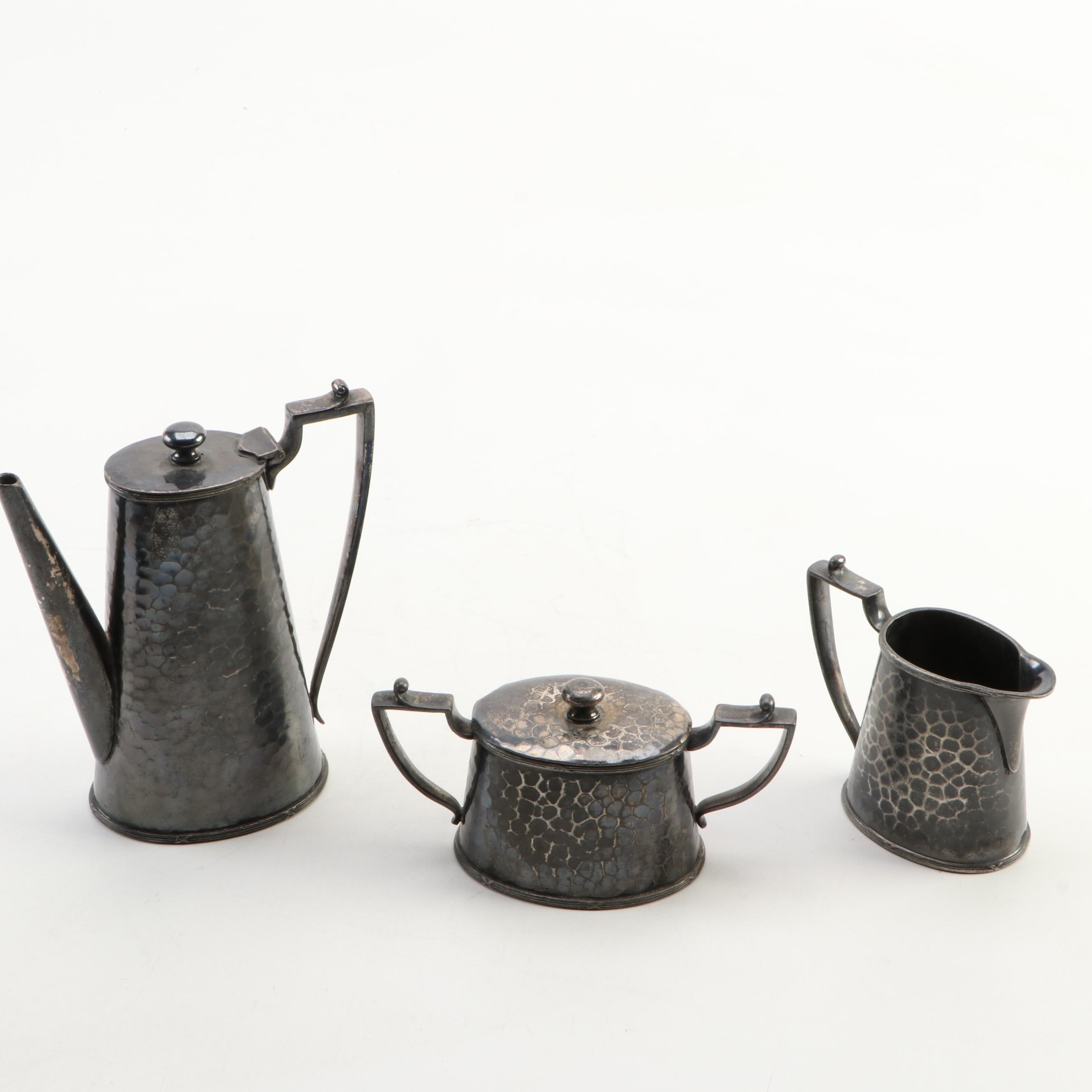 Van Bergh Silver Plate Hammered Coffee Service, Late 19th to Early 20th C.