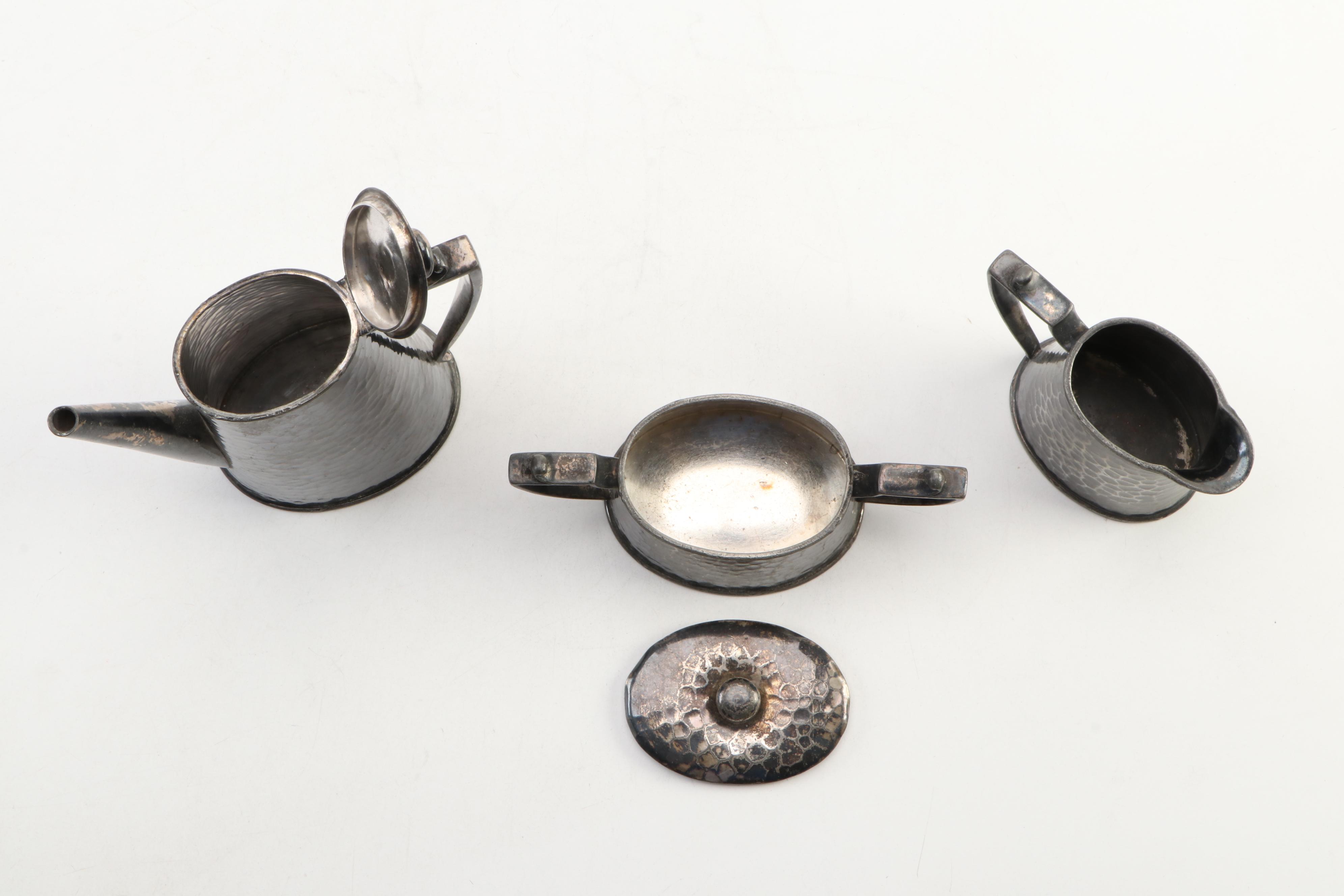 Van Bergh Silver Plate Hammered Coffee Service, Late 19th to Early 20th C.