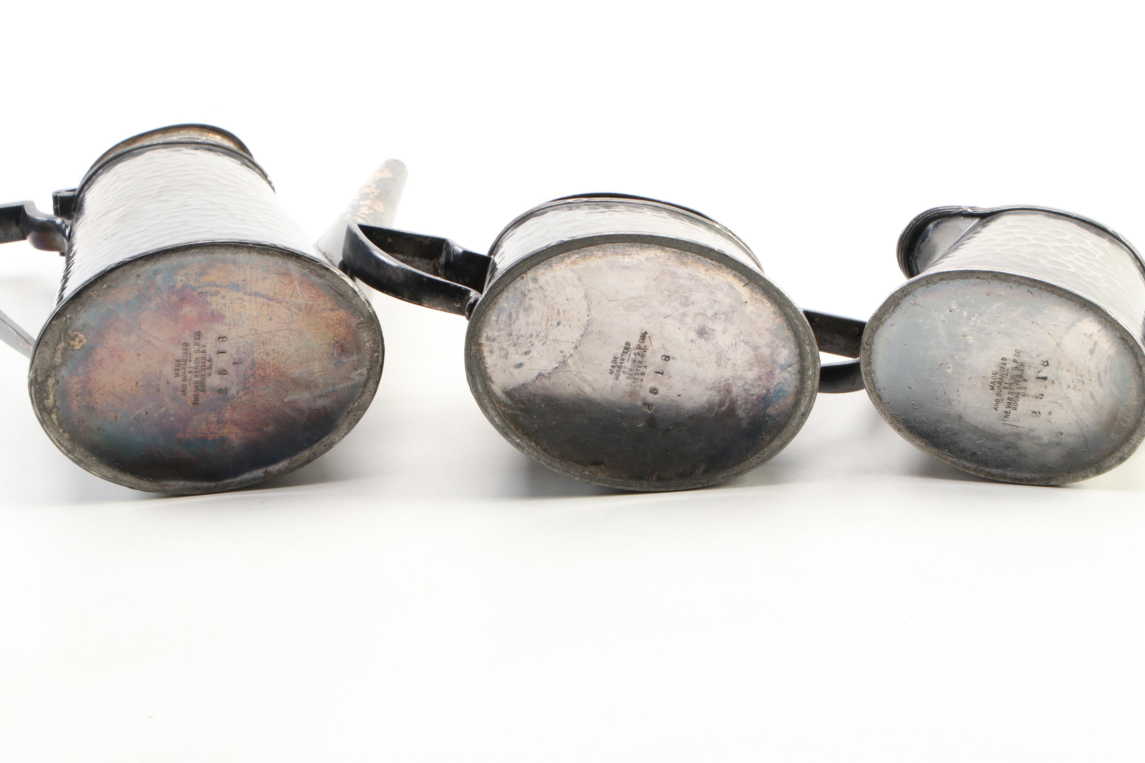 Van Bergh Silver Plate Hammered Coffee Service, Late 19th to Early 20th C.