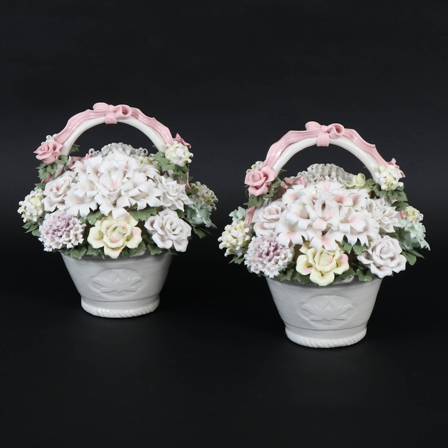 Delicate Italian Porcelain Bouquets, Mid to Late 20th Century