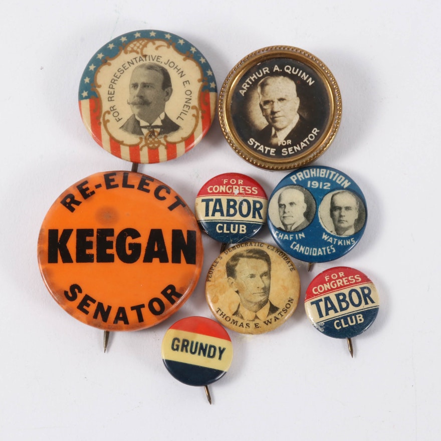 United States Political Pinback Buttons, 19th & 20th Century