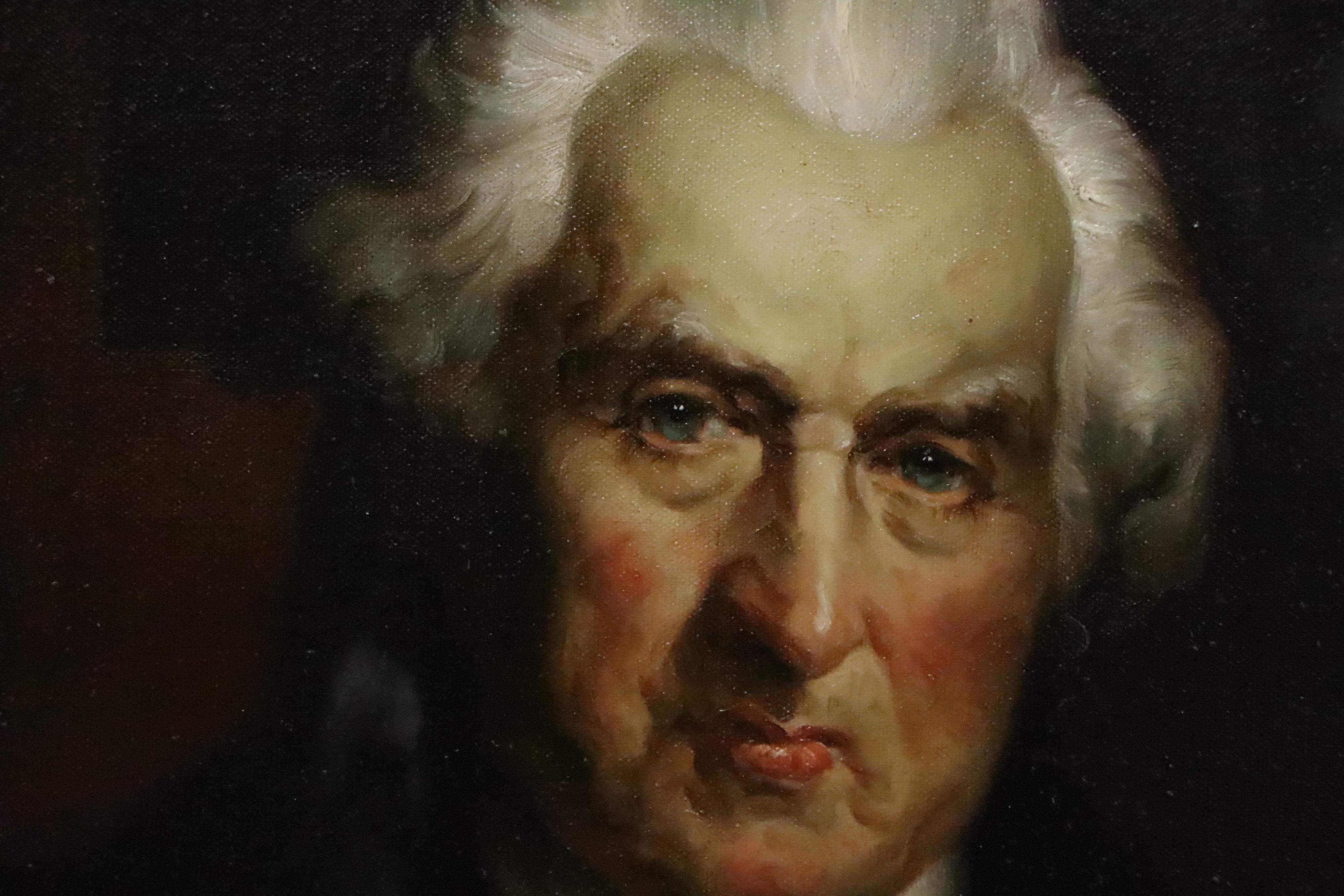 G. Serrure Oil Portrait Painting of 18th Century Man, Late 20th Century