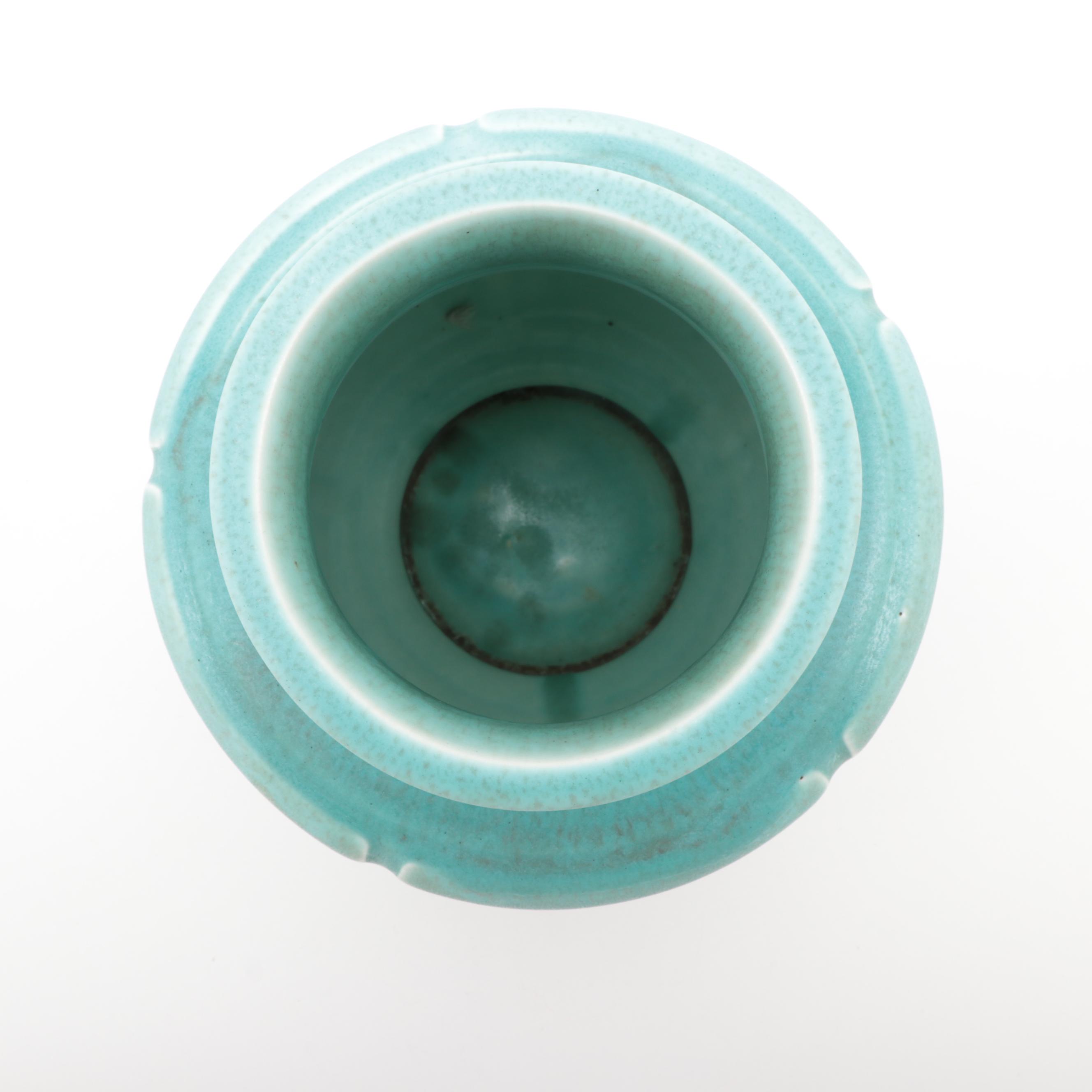 Rookwood Pottery Matte Turquoise Production Vase, 1927