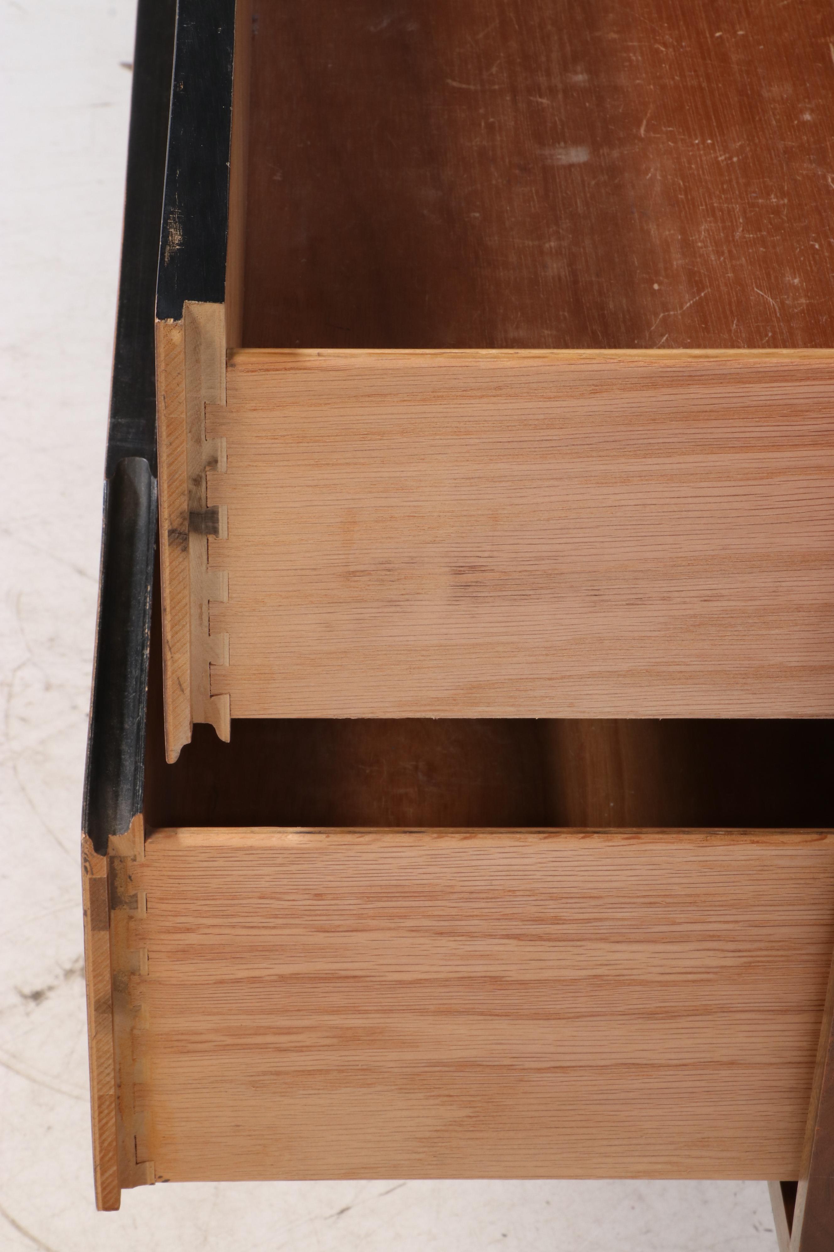 Bassett Mid Century Modern Hardwood and Veneer Dresser Desk Combination Piece
