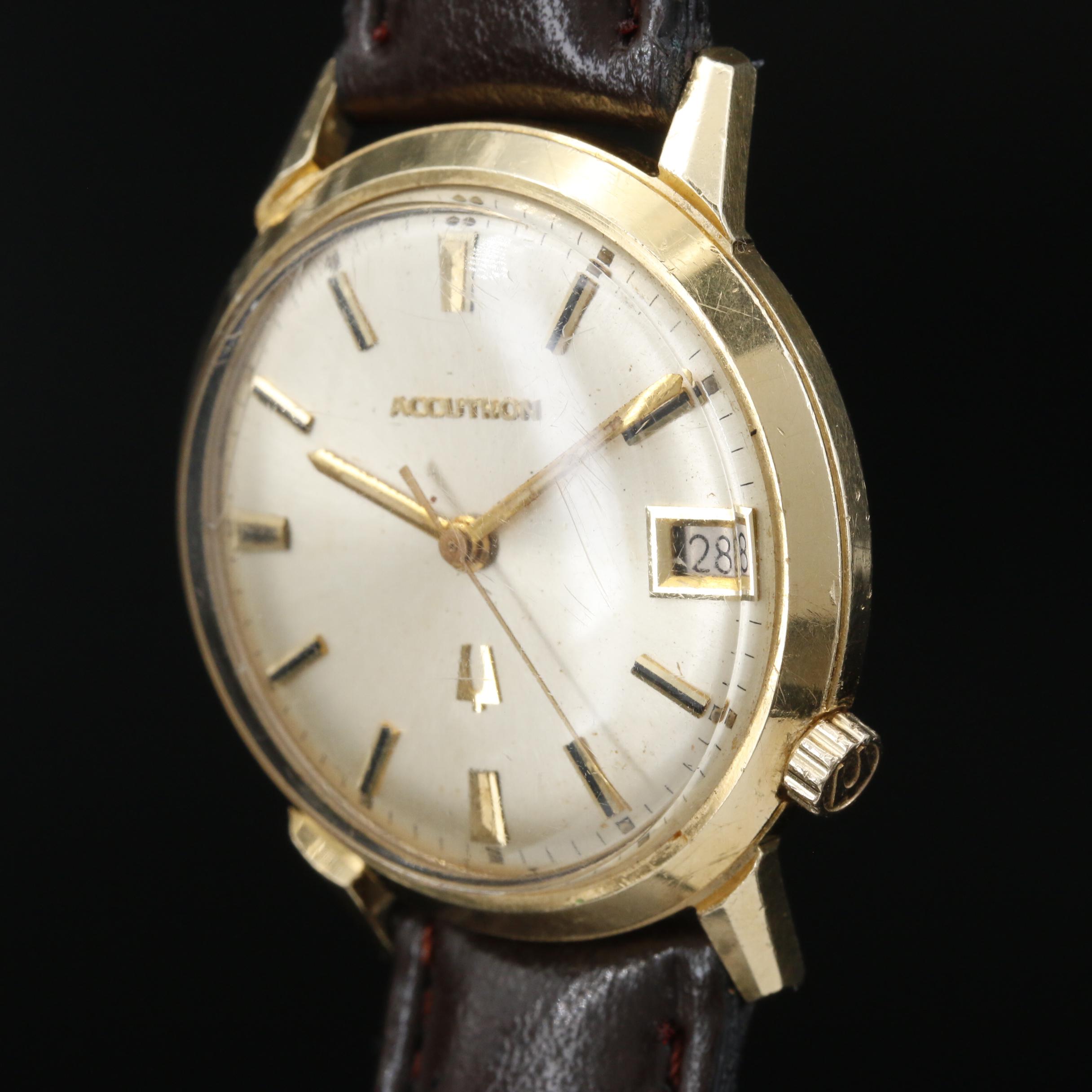 1969 Bulova Accutron Calendar 14K Gold Tuning Fork Watch