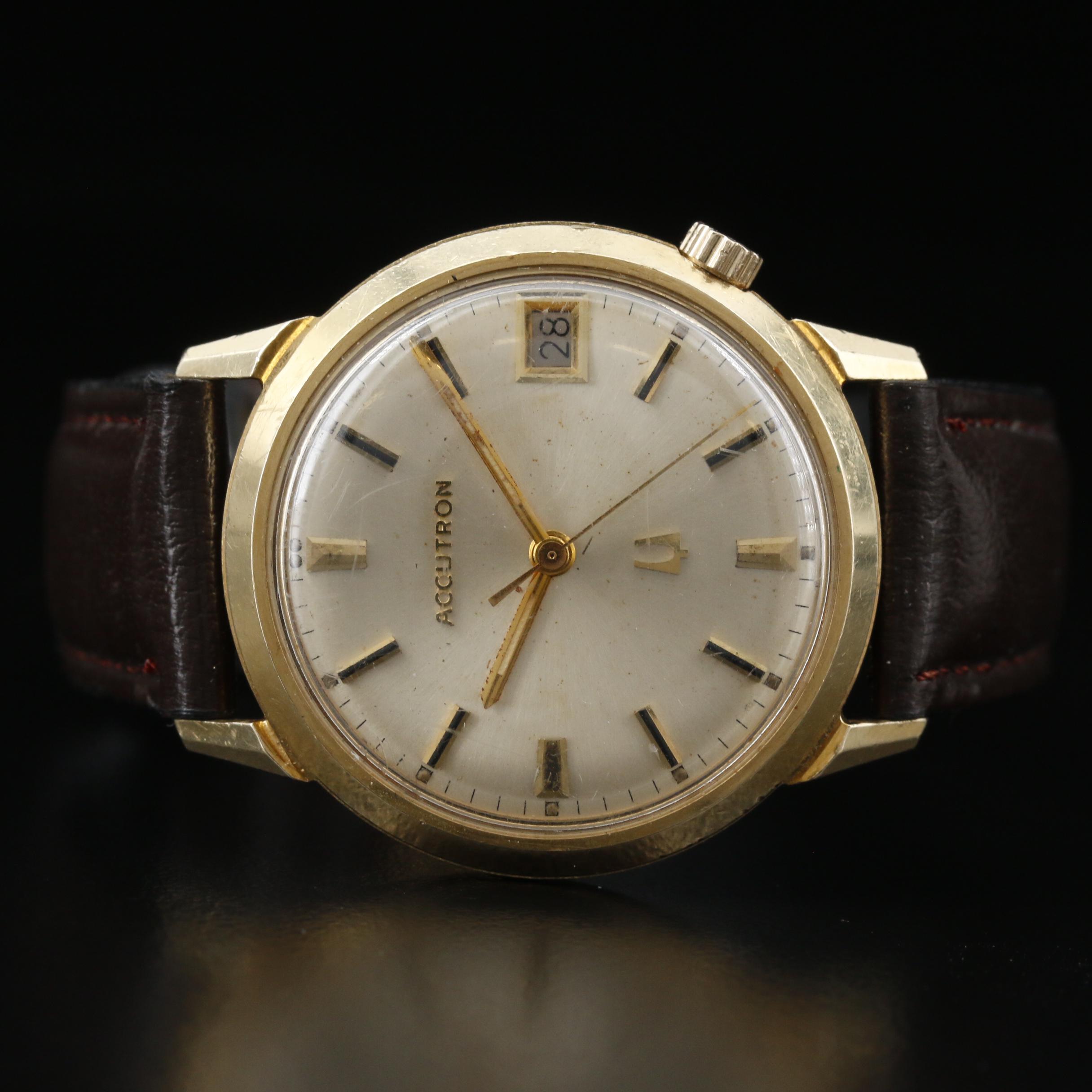 1969 Bulova Accutron Calendar 14K Gold Tuning Fork Watch