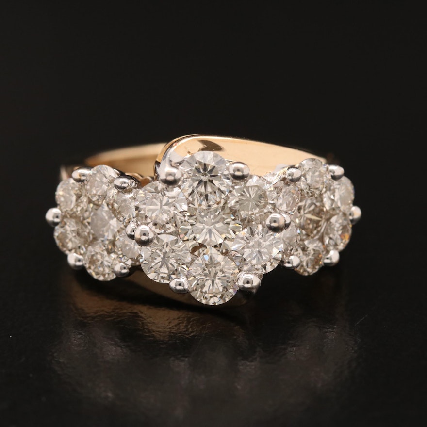 14K 3.02 CTW Diamond Cluster Ring