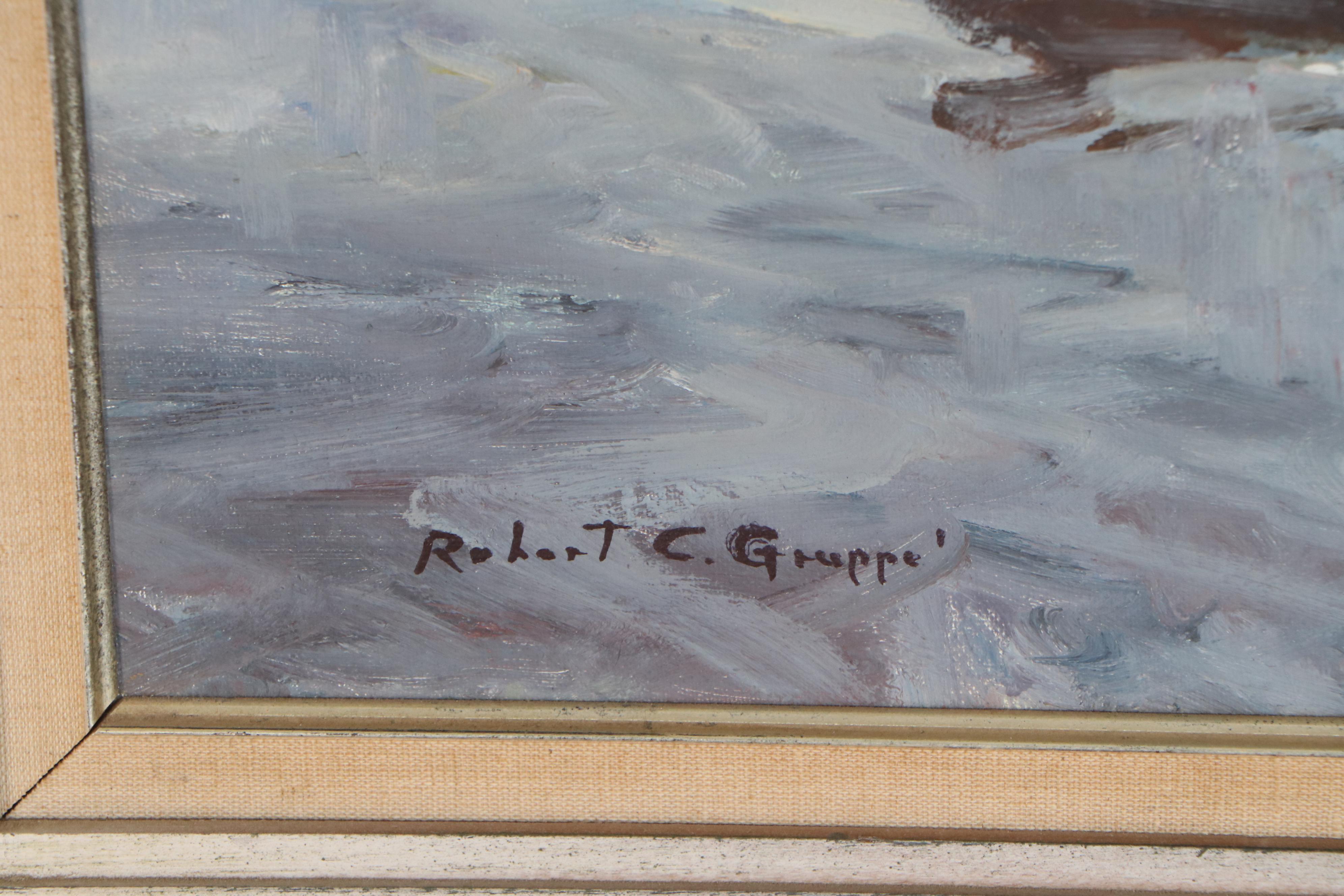 Robert C. Gruppé Harbor Scene Oil Painting